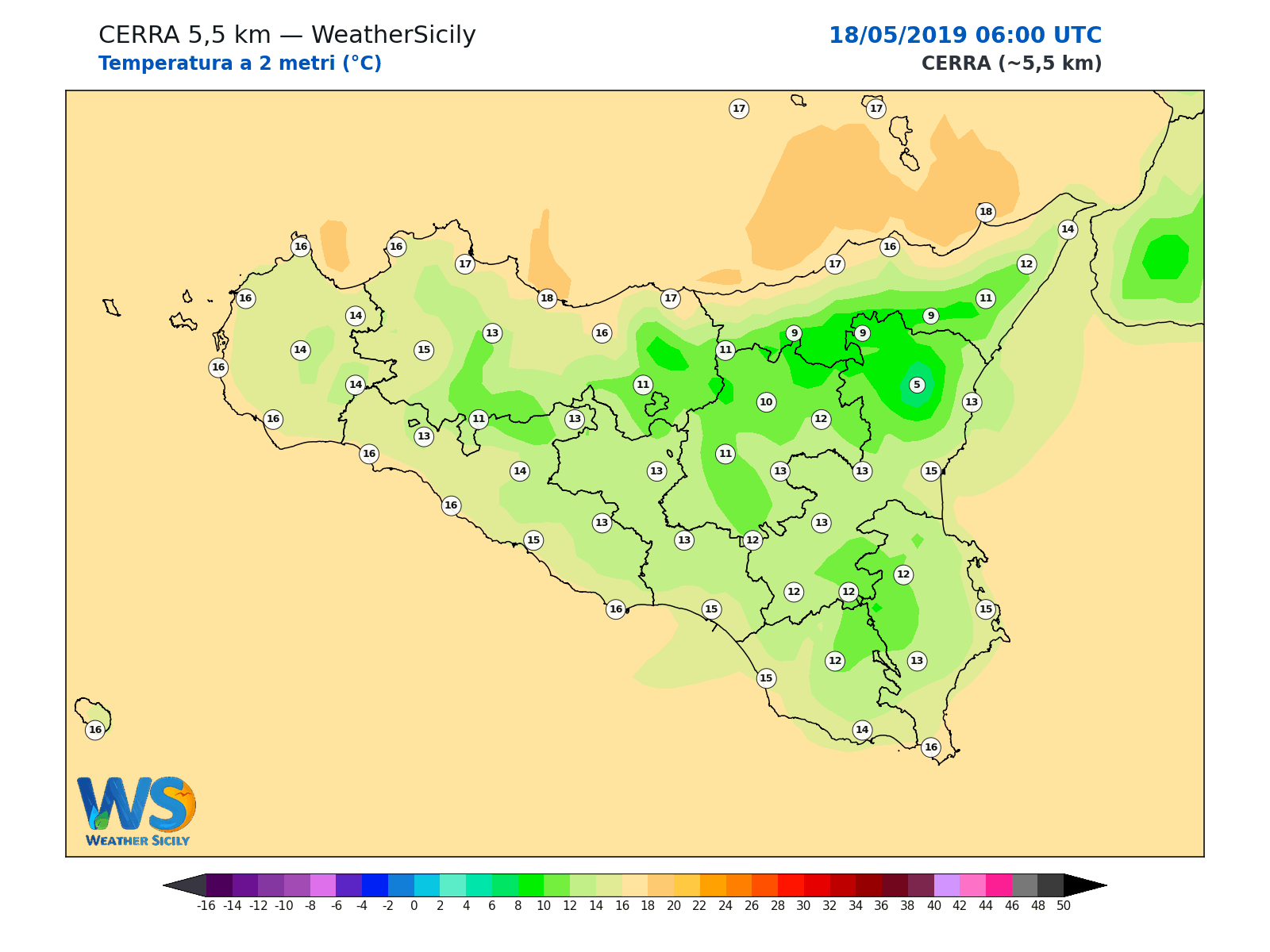 Temperatura a 2 metri · 2019051806