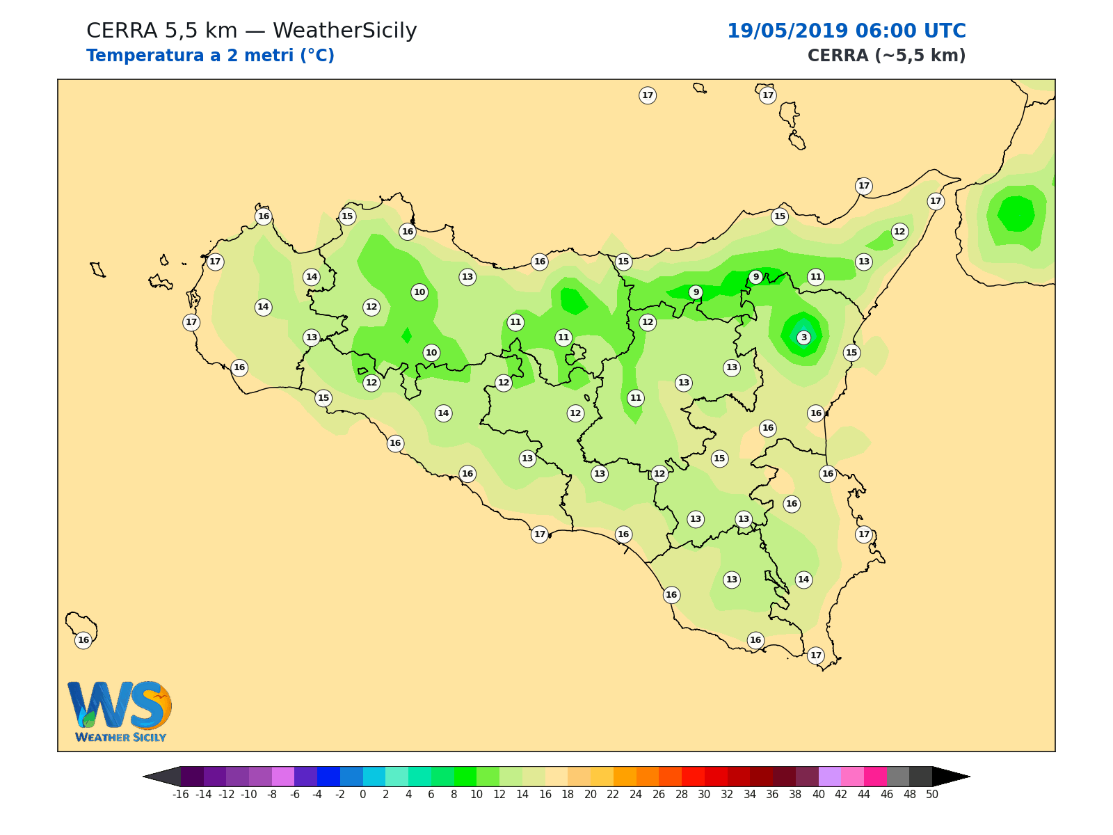 Temperatura a 2 metri · 2019051906