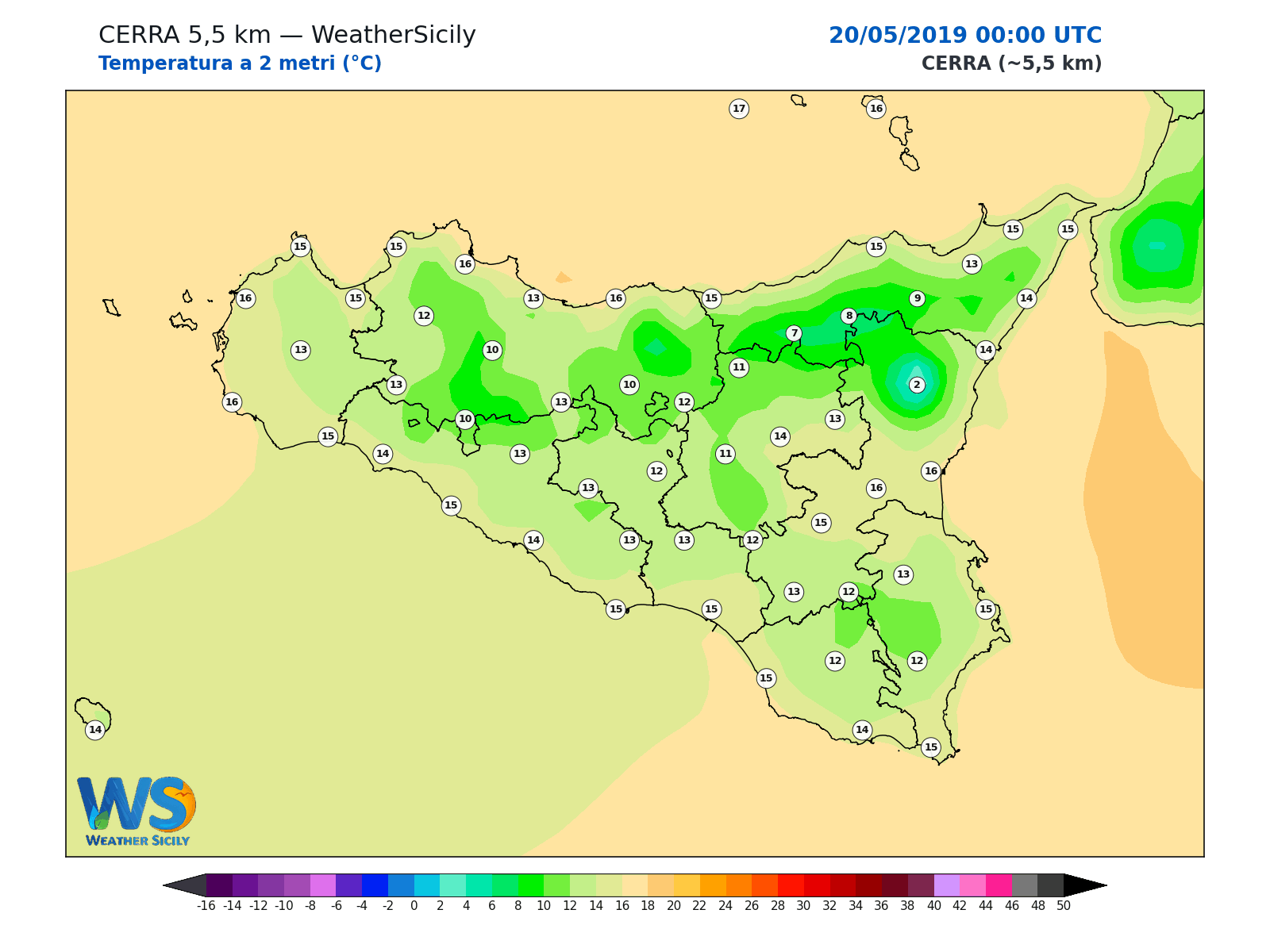 Temperatura a 2 metri · 2019052000