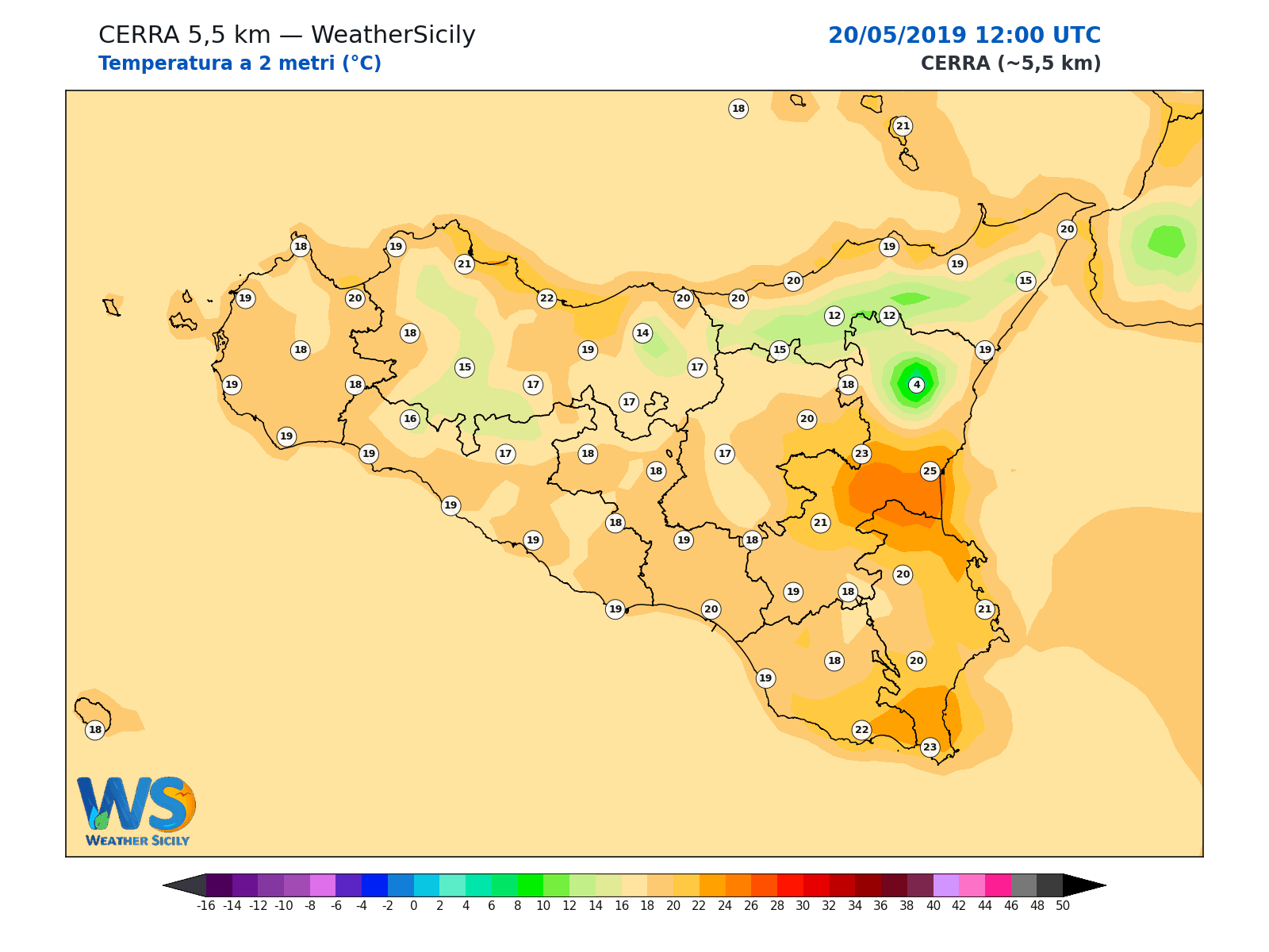 Temperatura a 2 metri · 2019052012