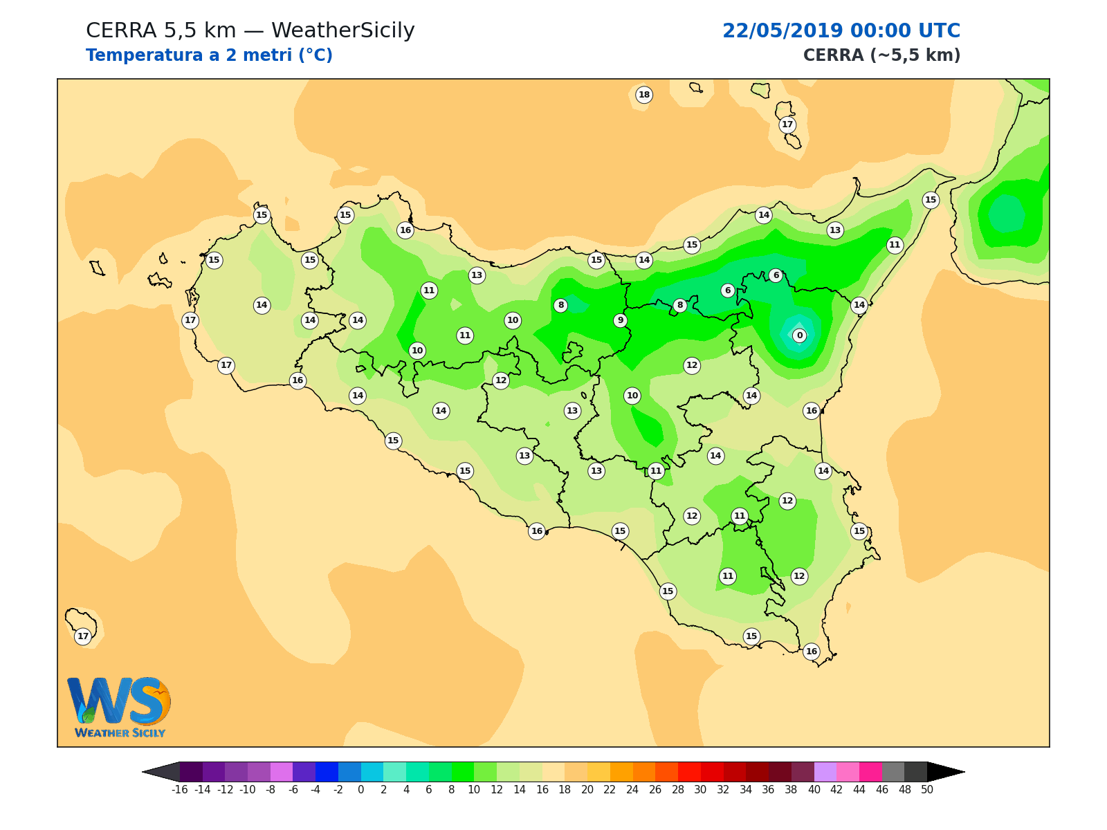 Temperatura a 2 metri · 2019052200