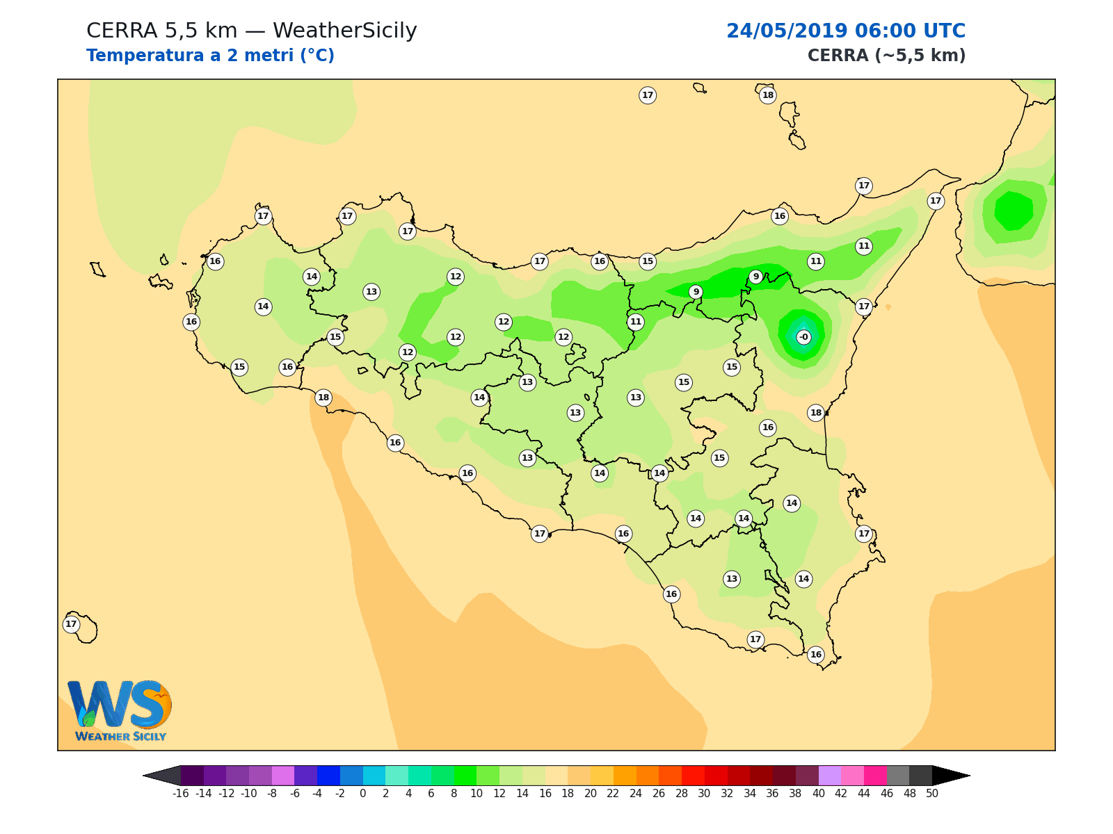 Temperatura a 2 metri · 2019052406