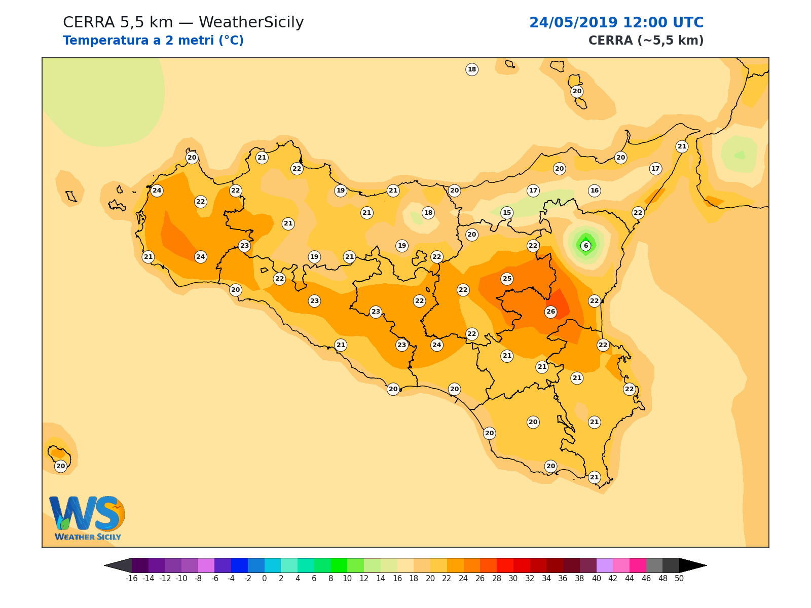 Temperatura a 2 metri · 2019052412