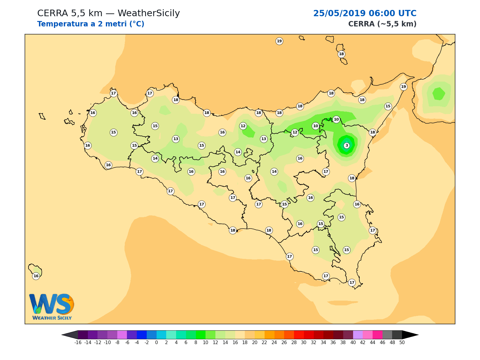 Temperatura a 2 metri · 2019052506