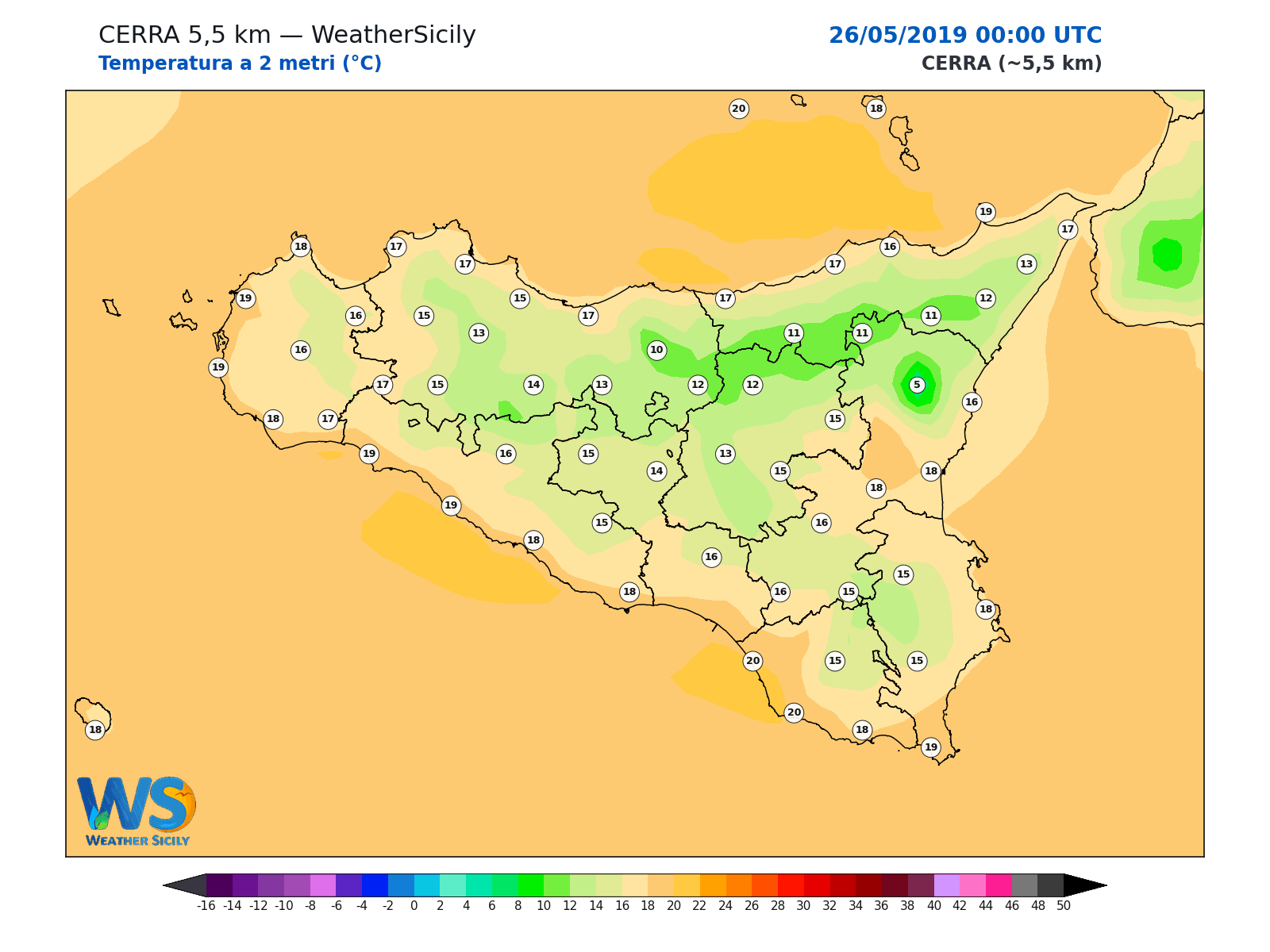 Temperatura a 2 metri · 2019052600