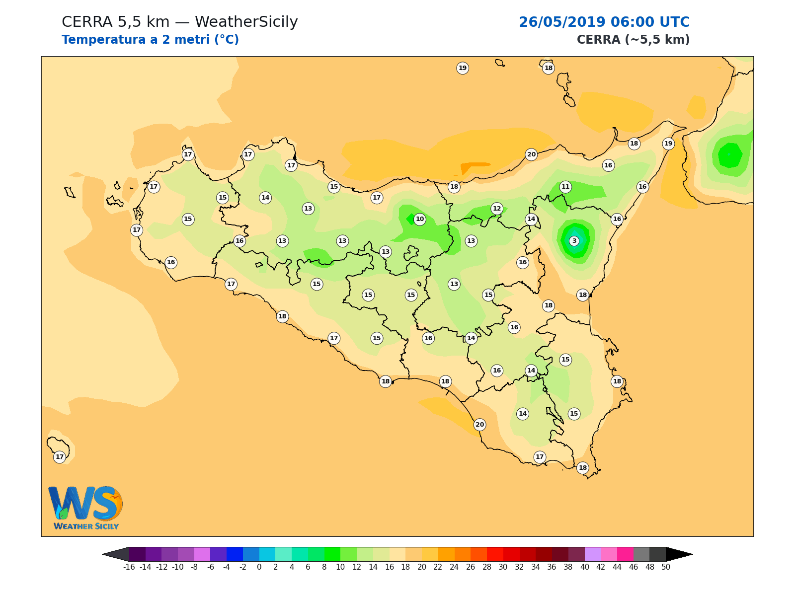 Temperatura a 2 metri · 2019052606