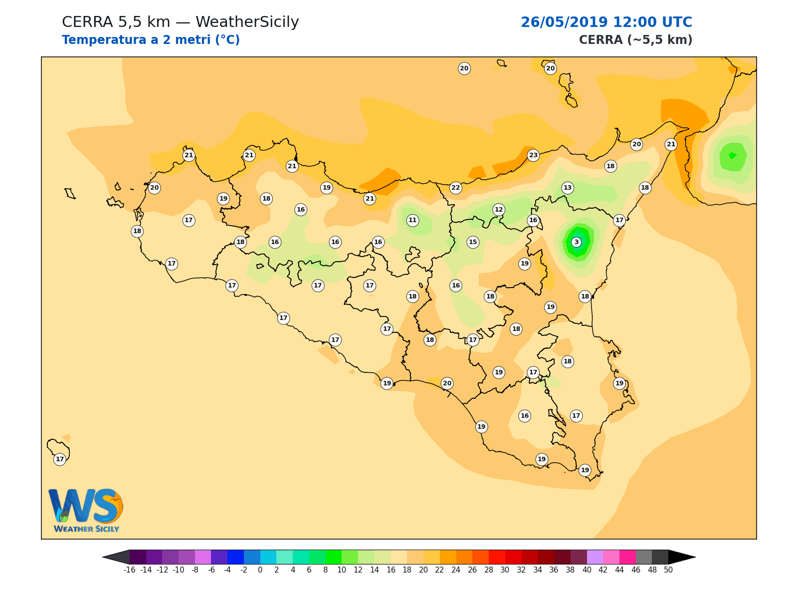 Temperatura a 2 metri · 2019052612