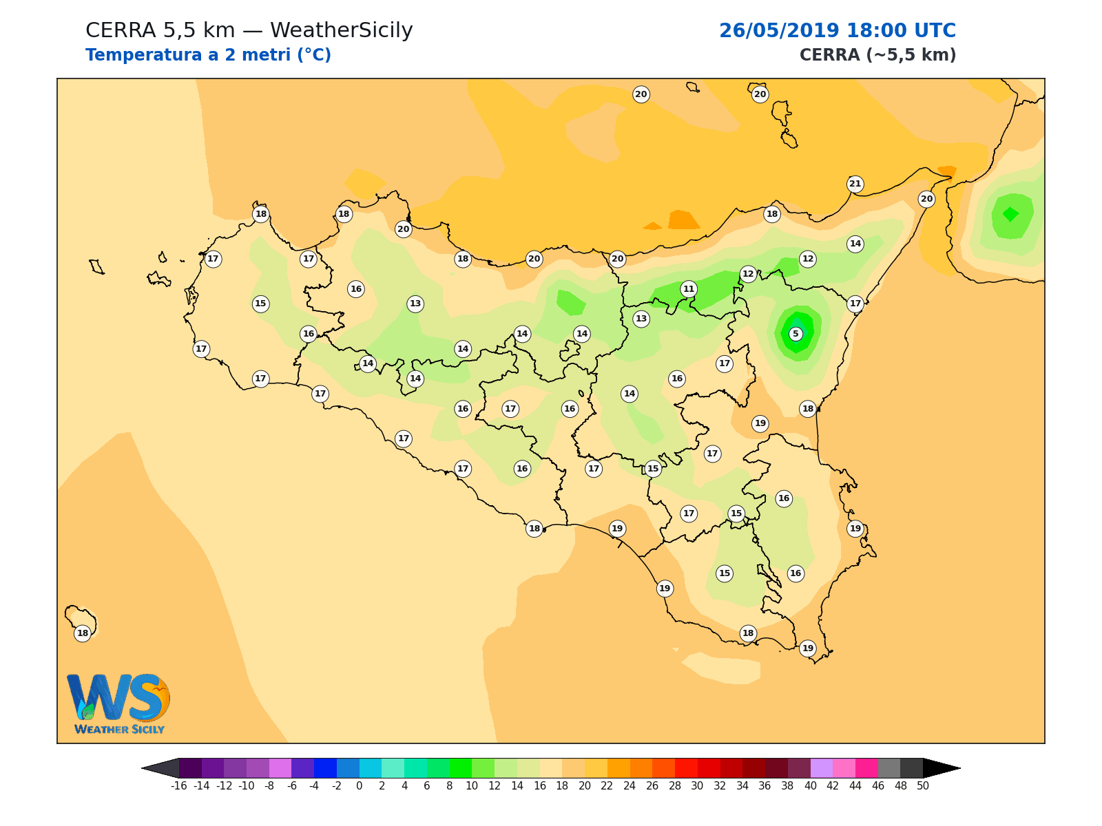 Temperatura a 2 metri · 2019052618