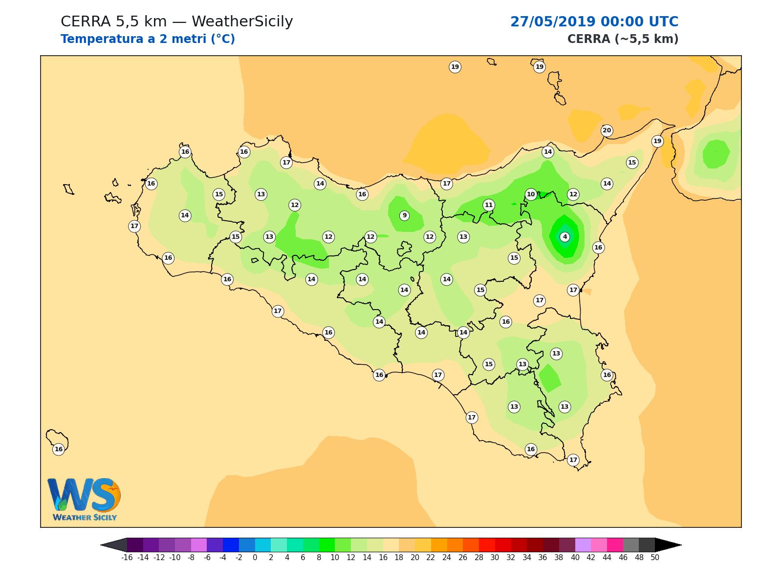 Temperatura a 2 metri · 2019052700