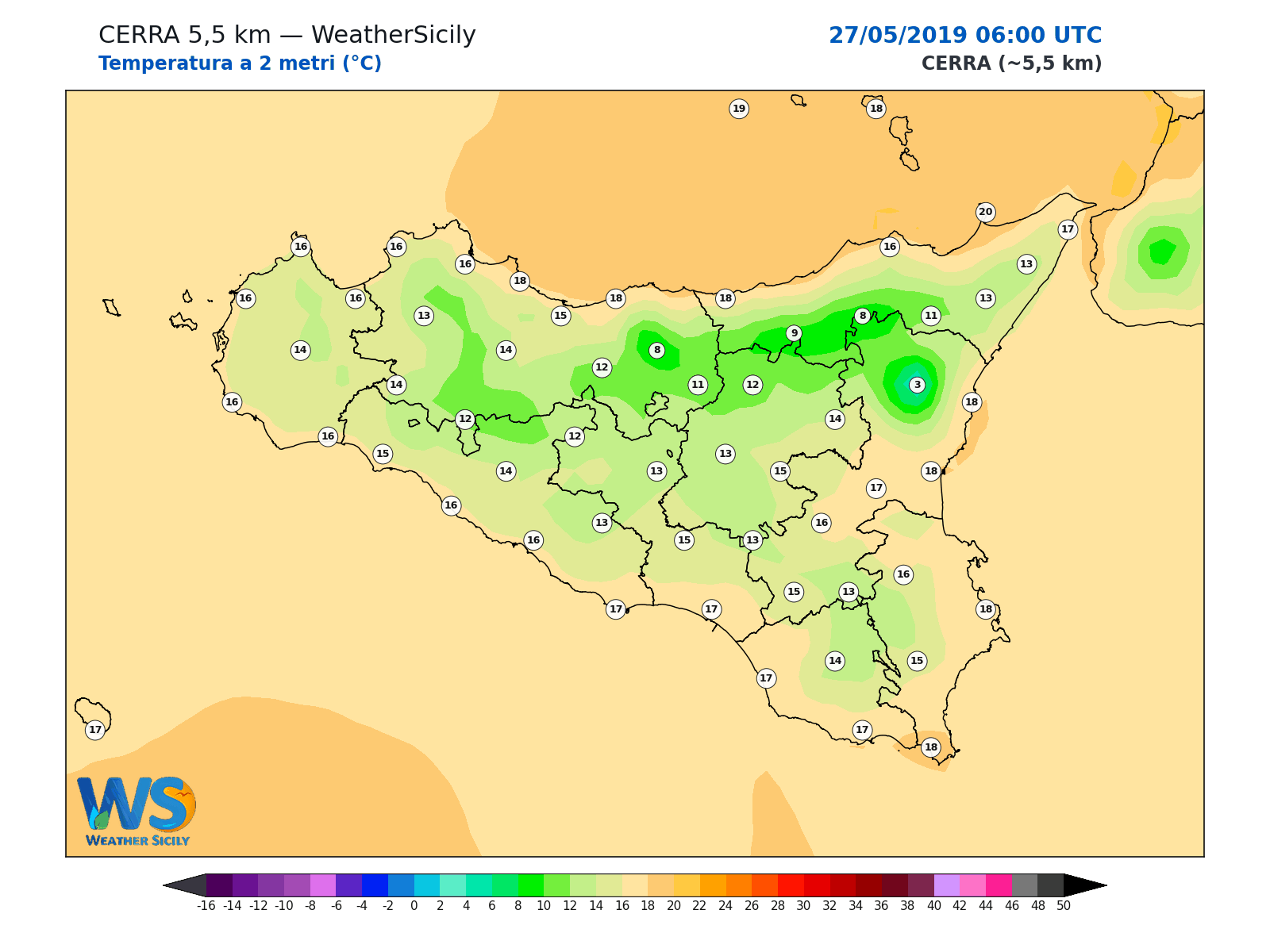 Temperatura a 2 metri · 2019052706