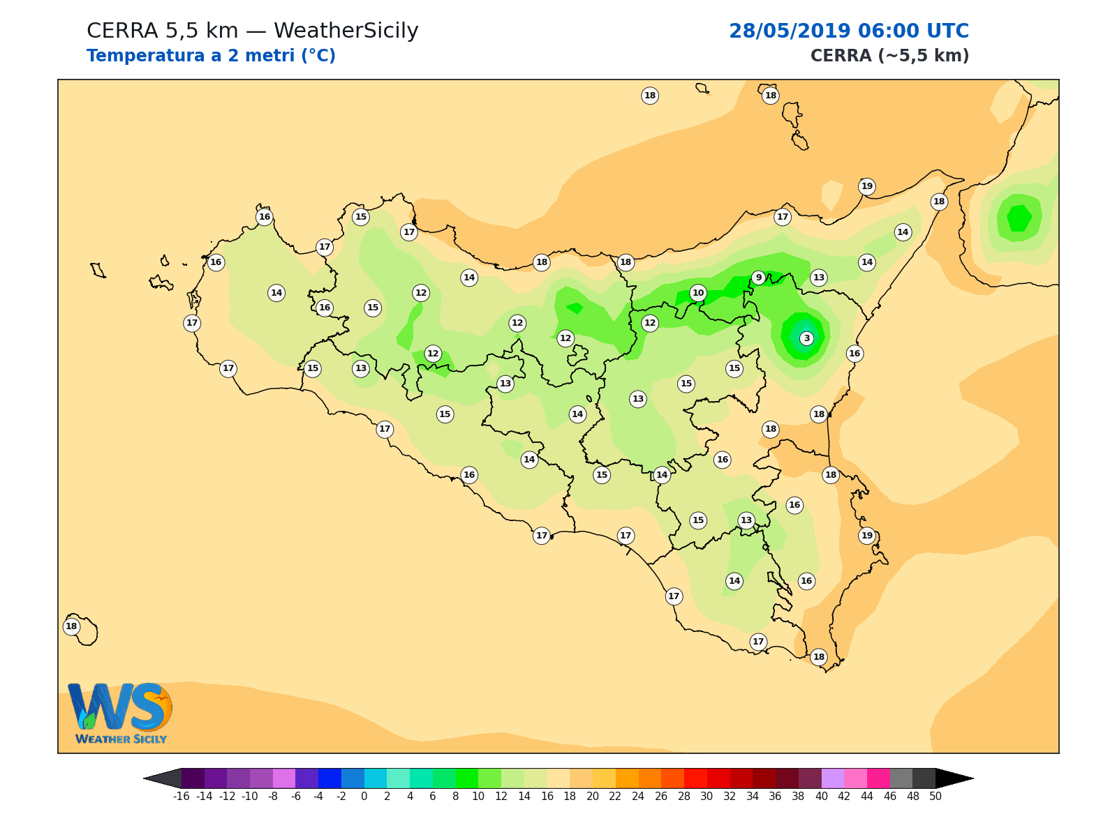Temperatura a 2 metri · 2019052806