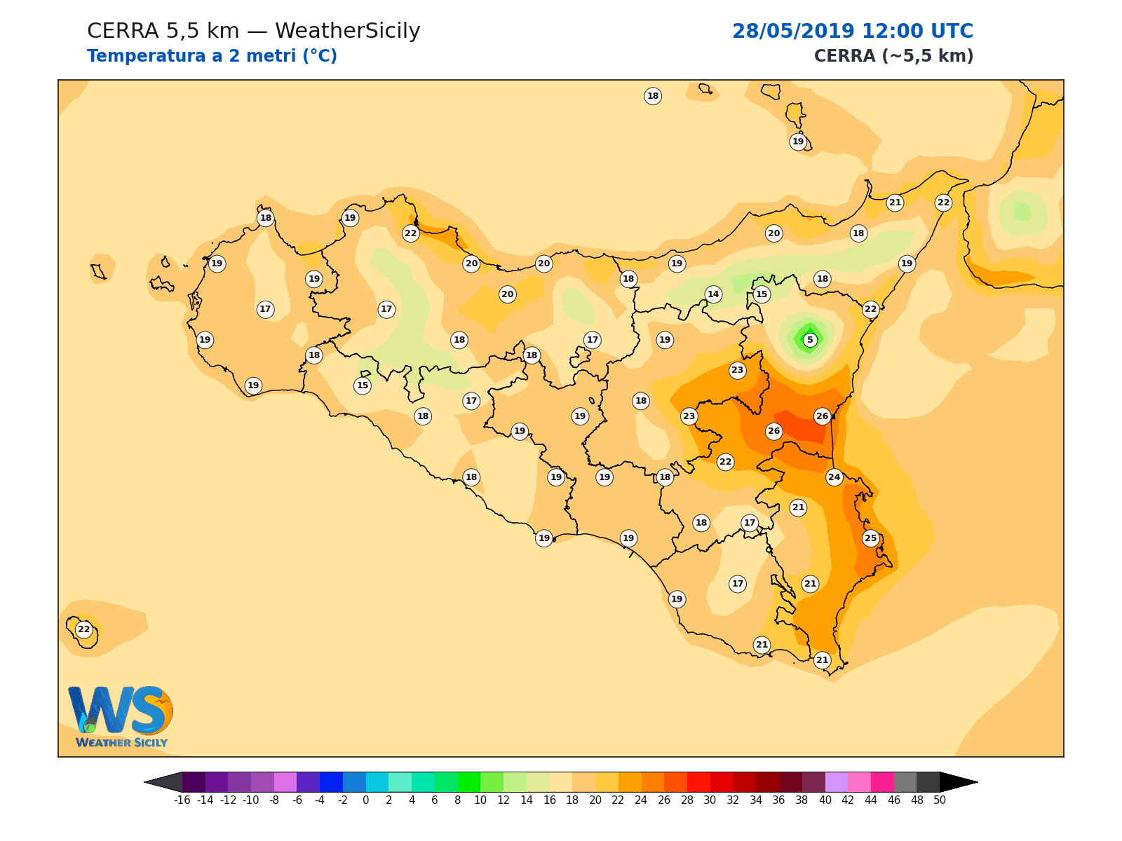 Temperatura a 2 metri · 2019052812