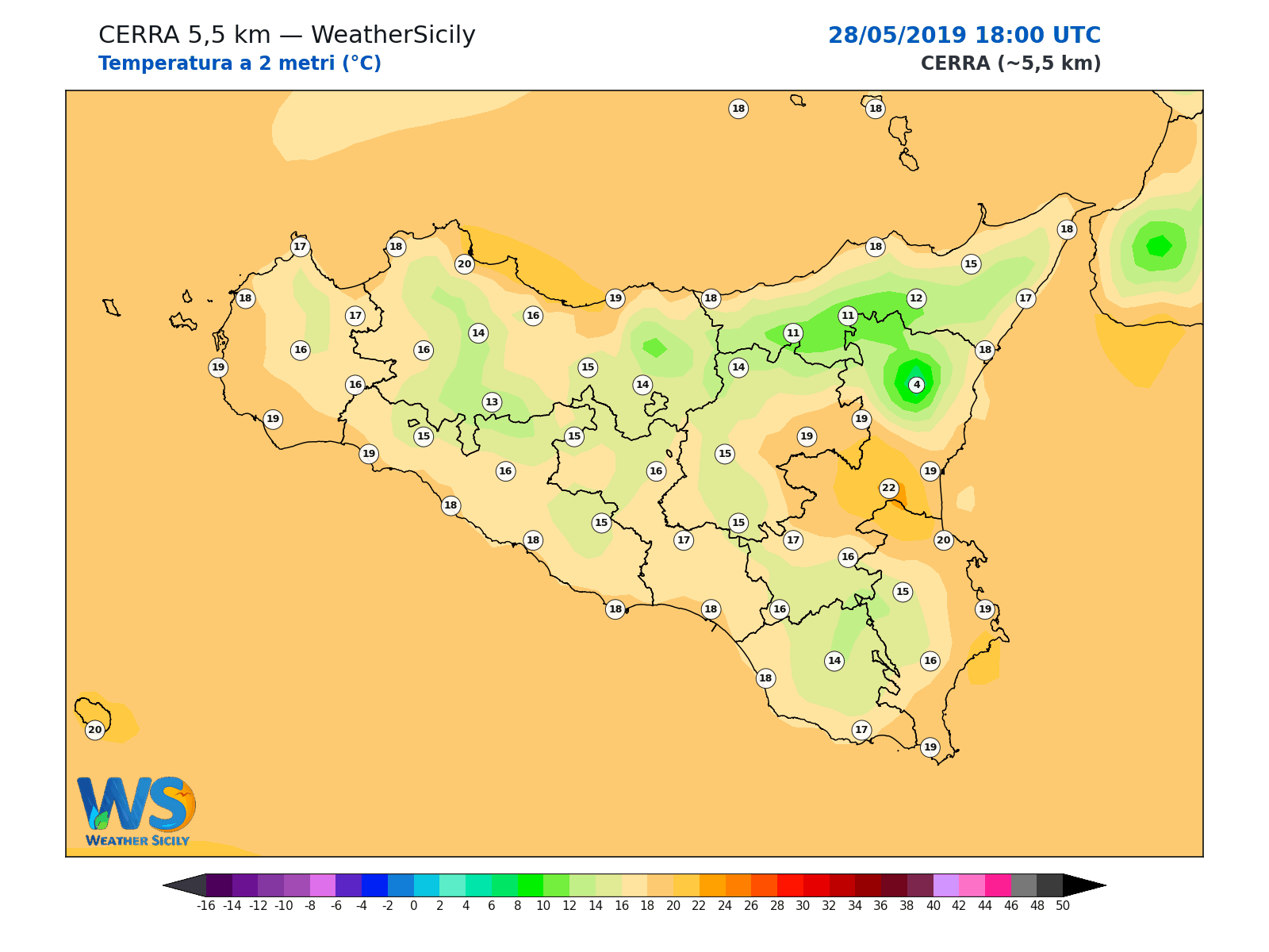 Temperatura a 2 metri · 2019052818