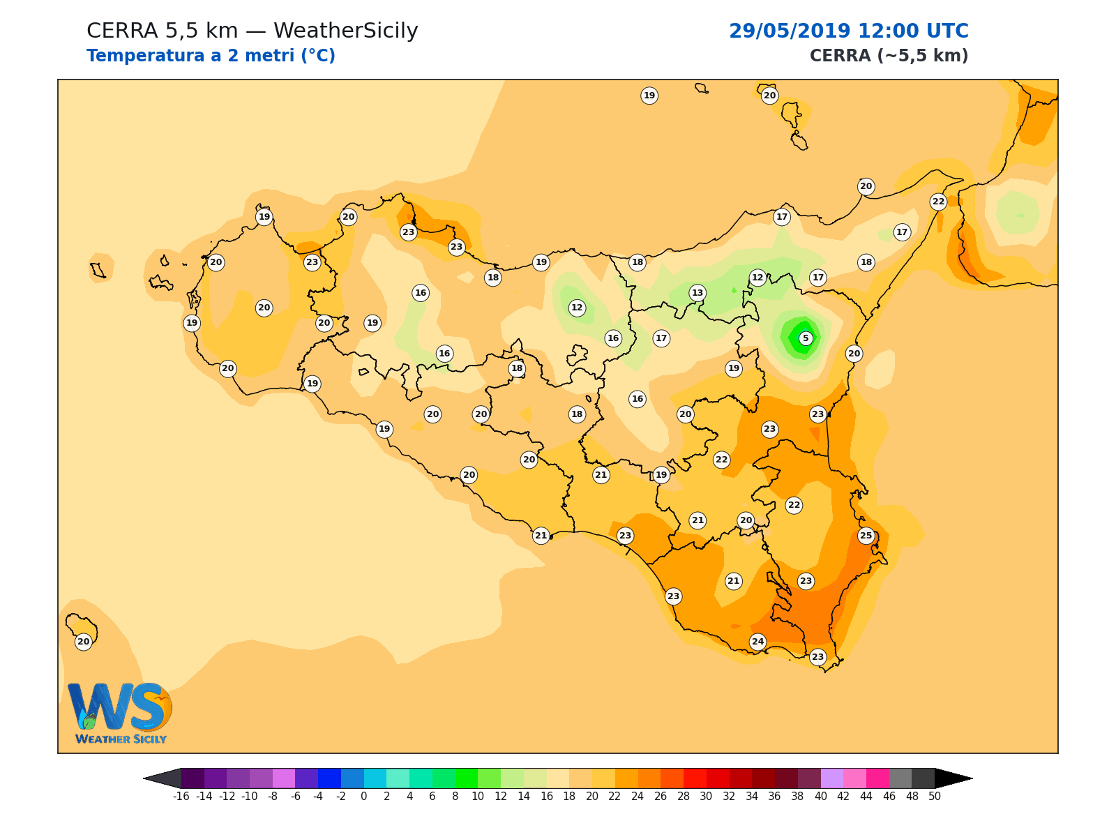 Temperatura a 2 metri · 2019052912