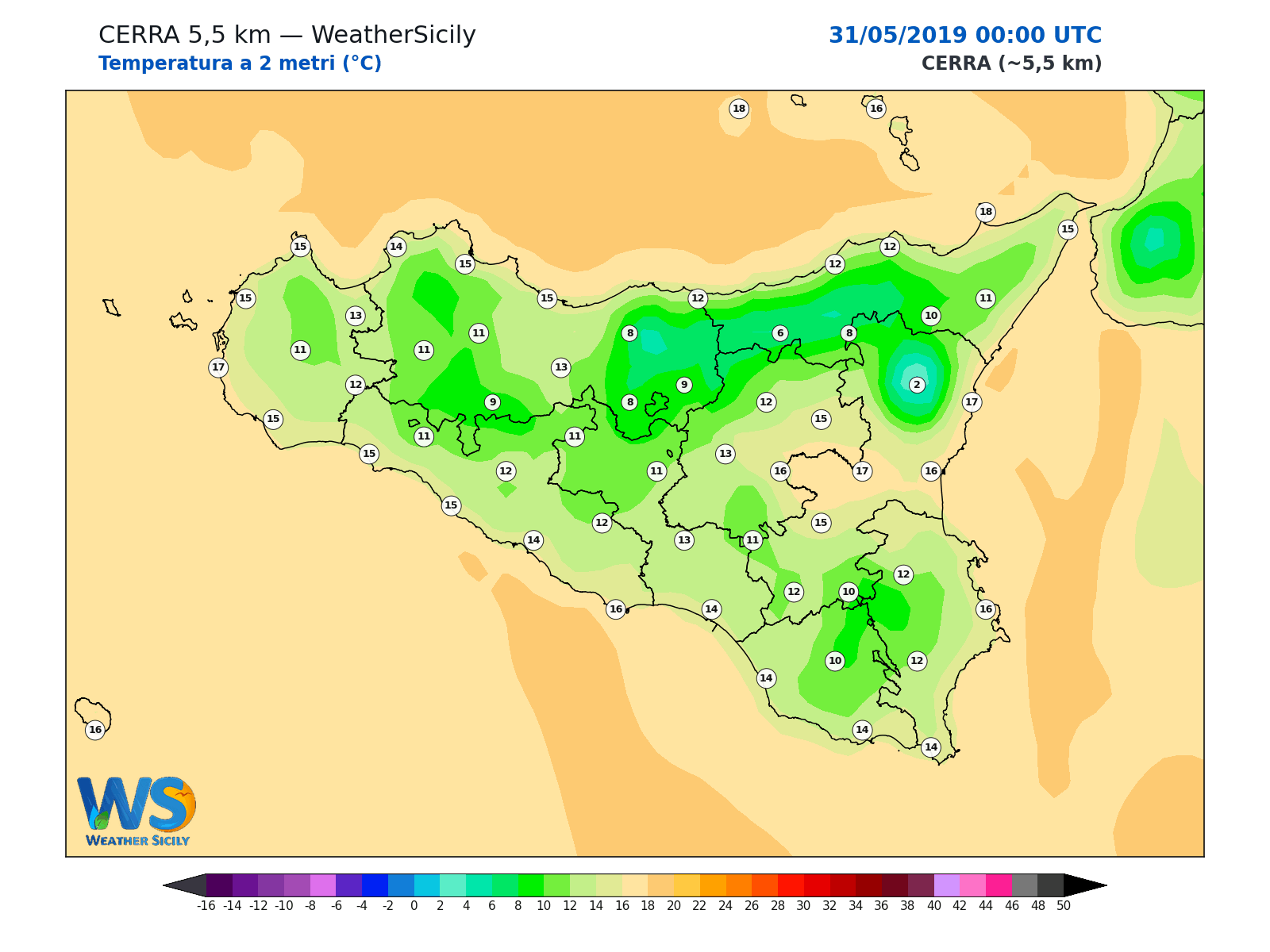 Temperatura a 2 metri · 2019053100