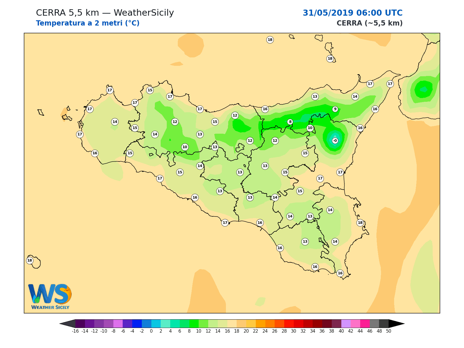 Temperatura a 2 metri · 2019053106
