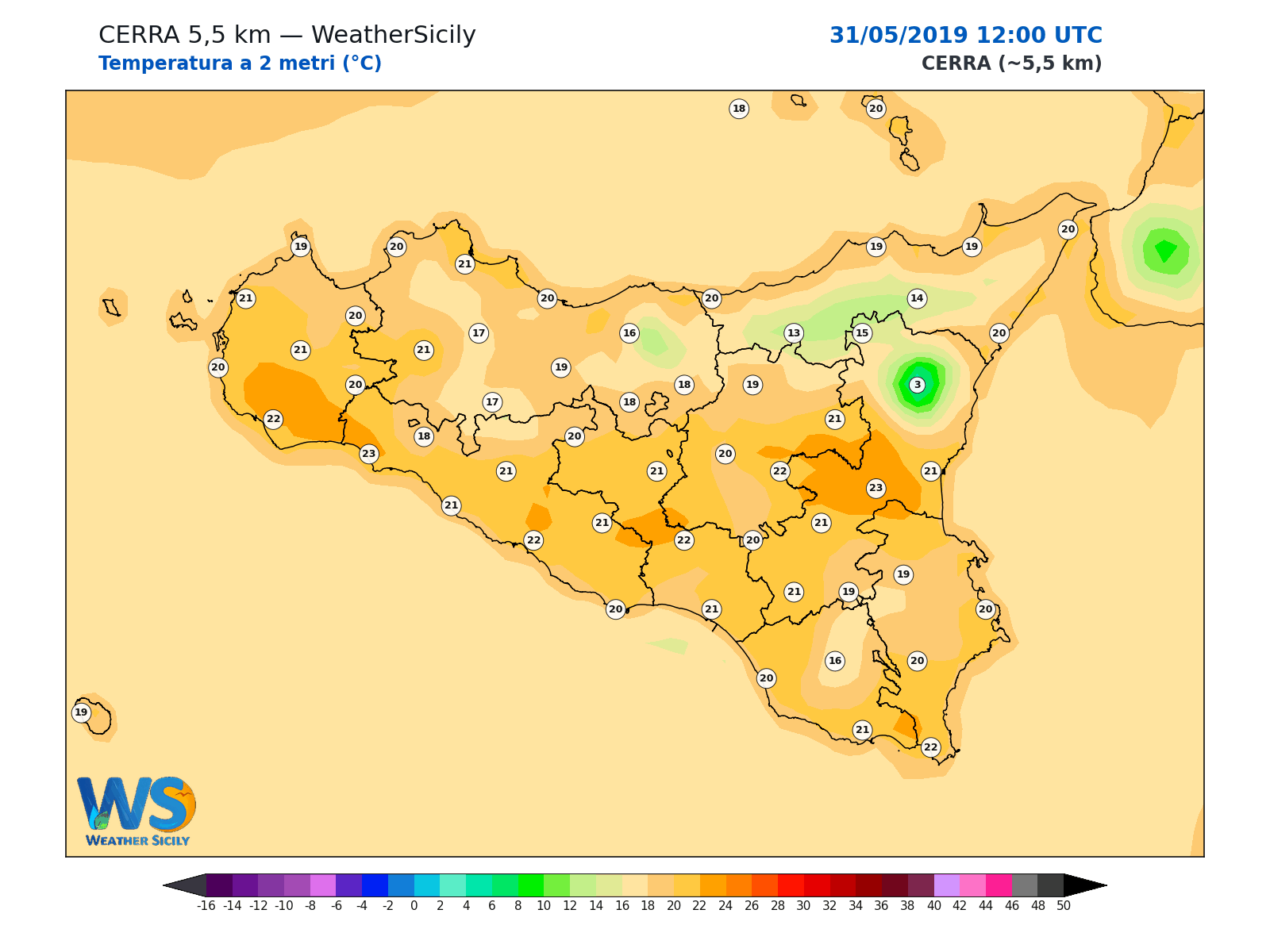 Temperatura a 2 metri · 2019053112
