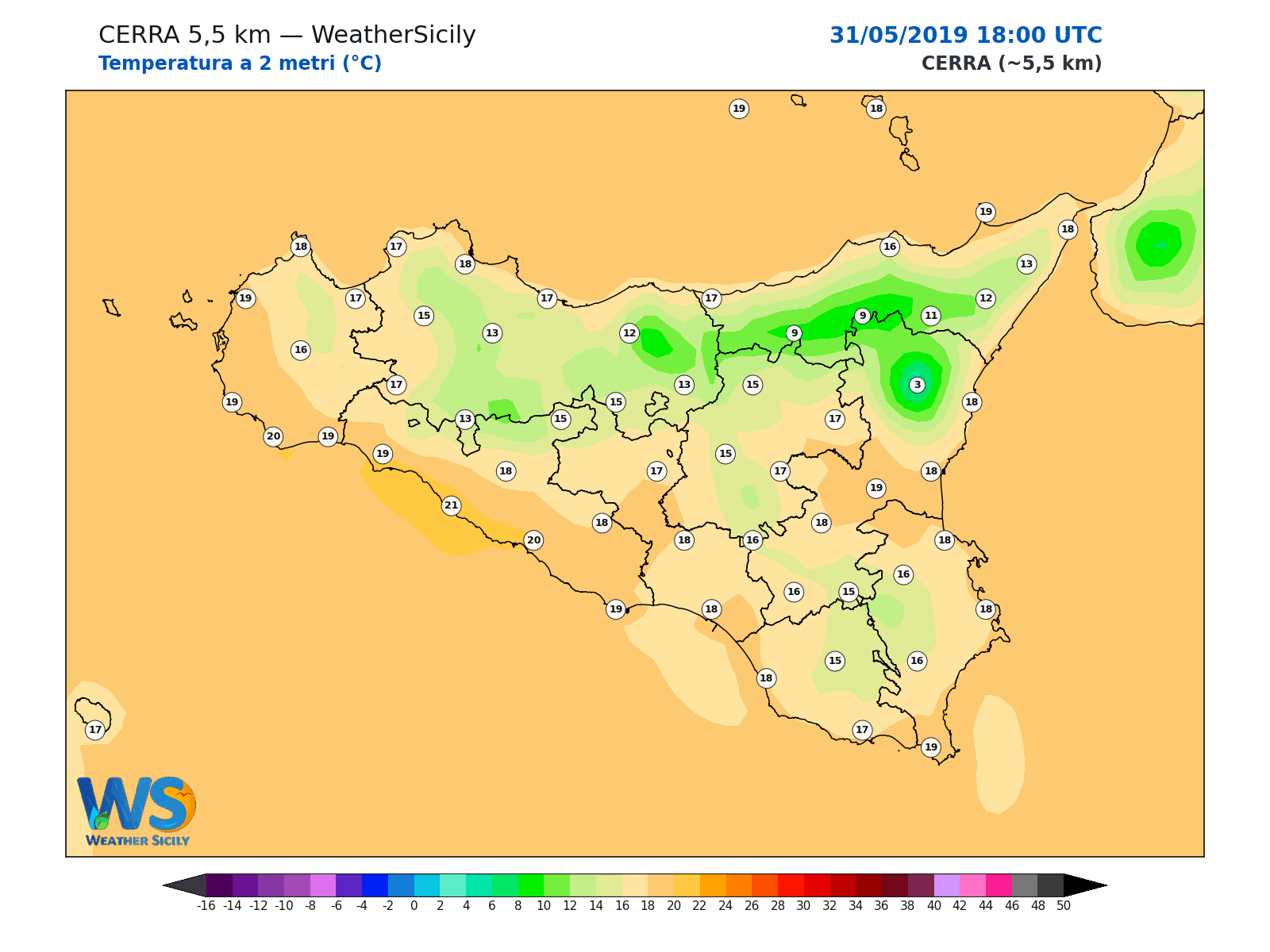Temperatura a 2 metri · 2019053118