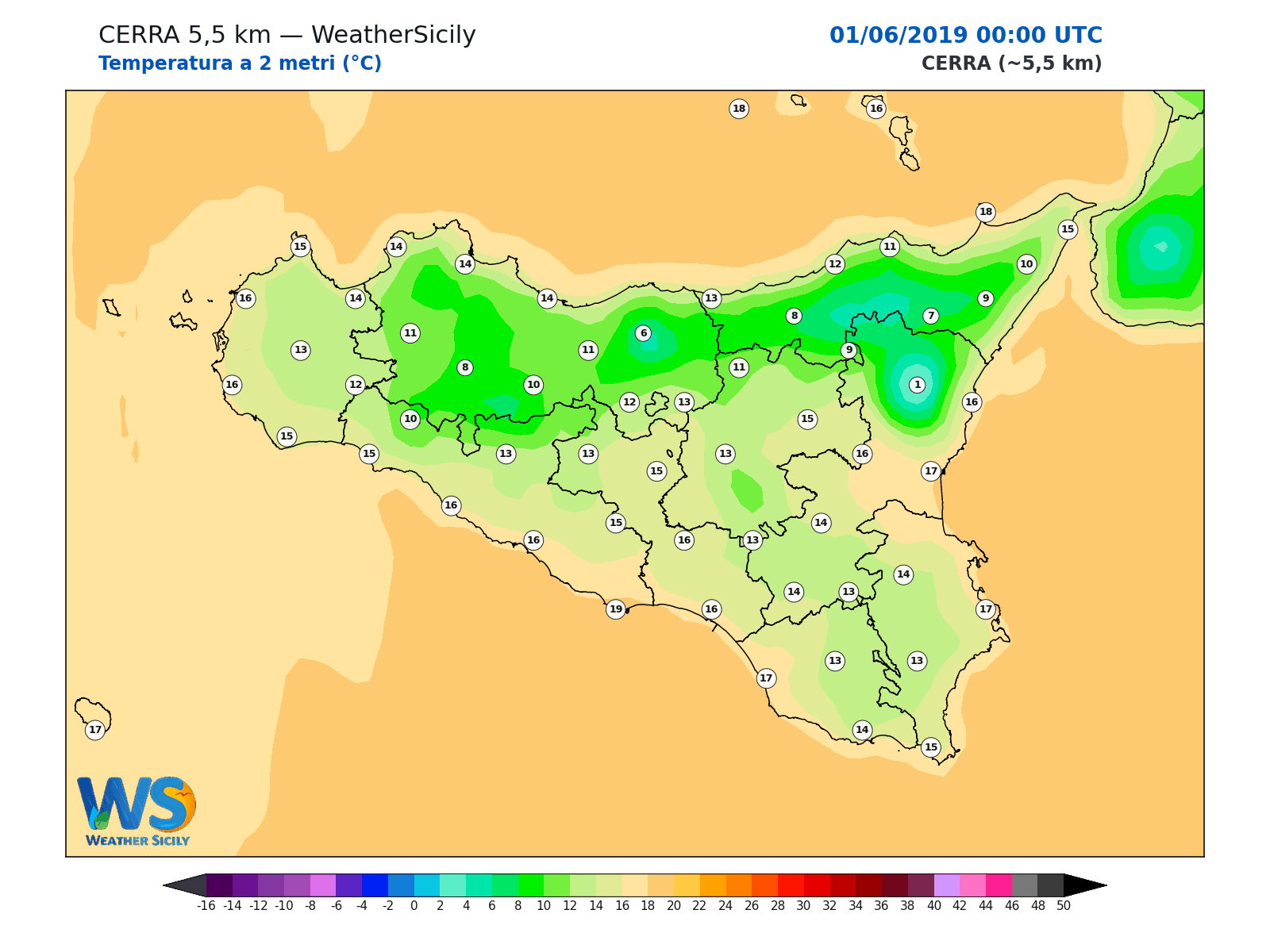 Temperatura a 2 metri · 2019060100