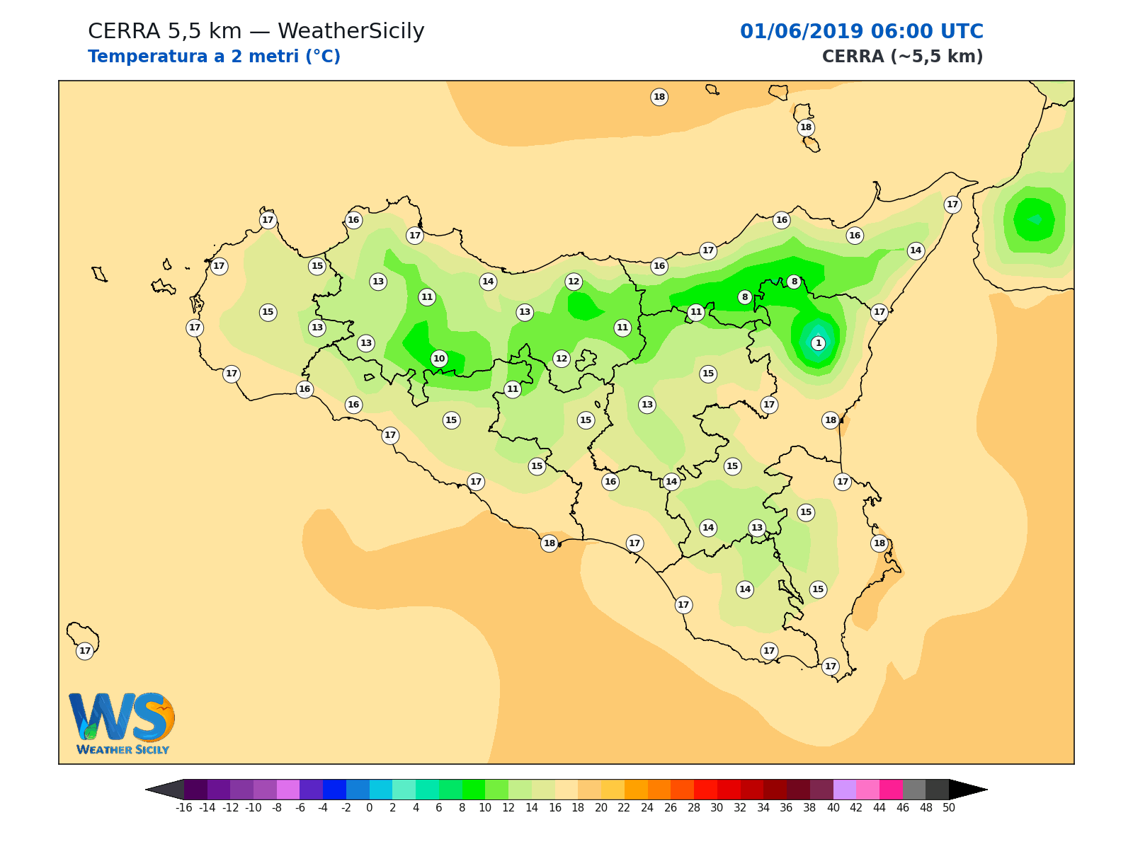 Temperatura a 2 metri · 2019060106