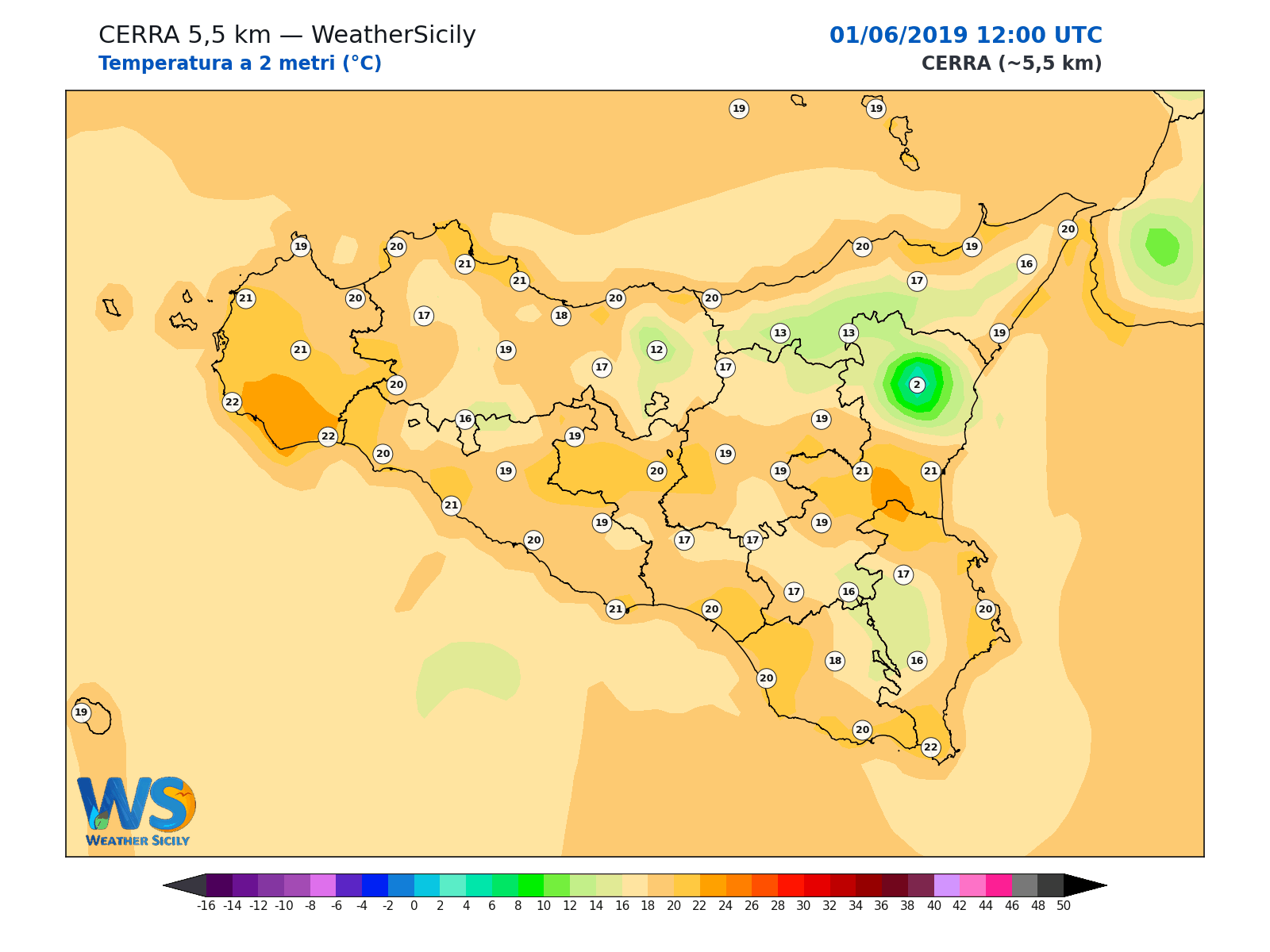 Temperatura a 2 metri · 2019060112