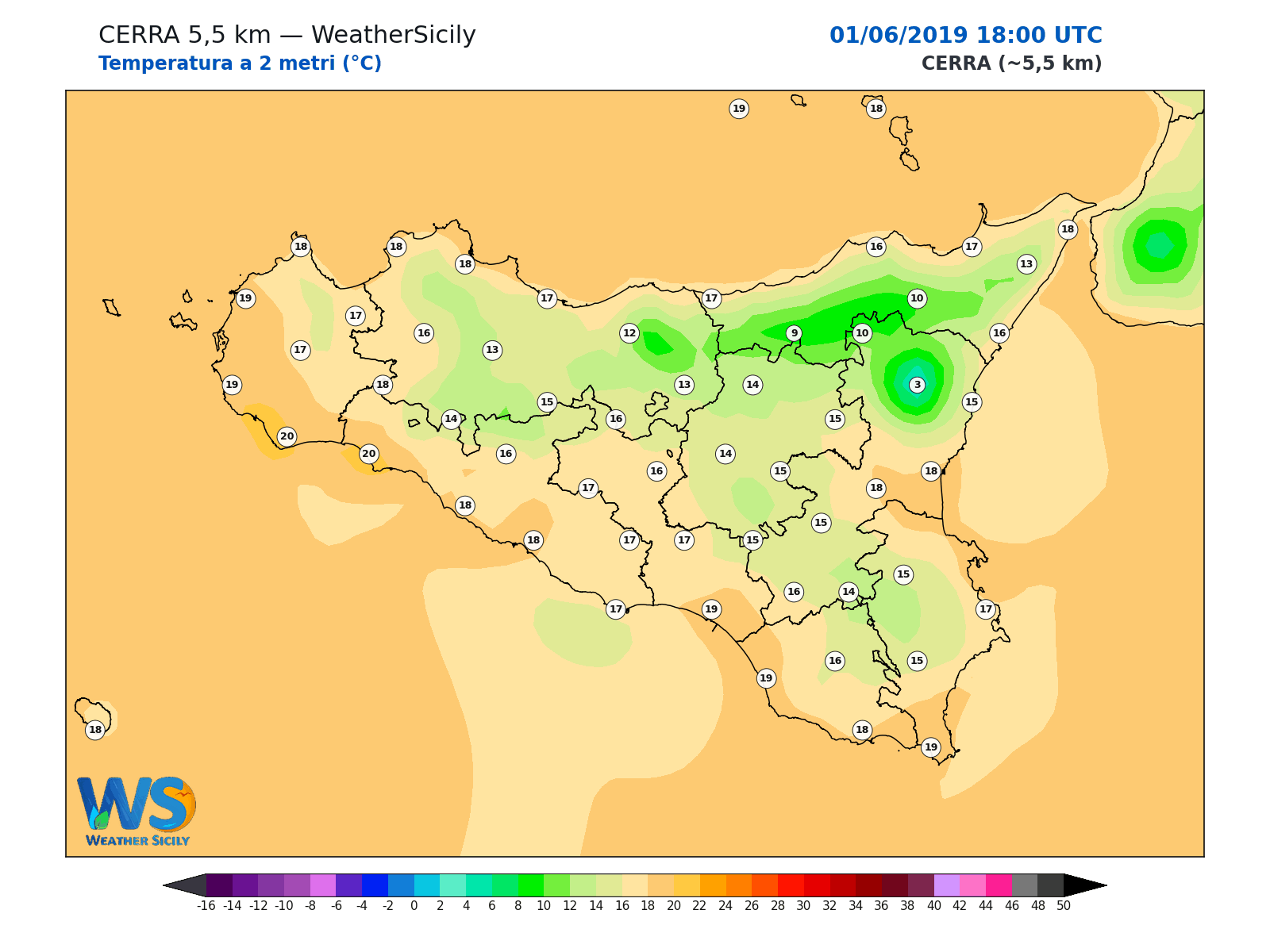 Temperatura a 2 metri · 2019060118
