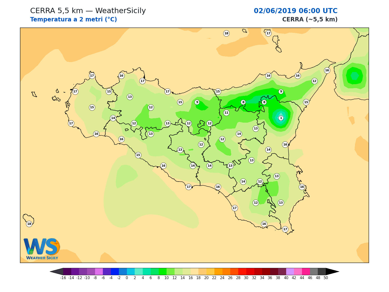Temperatura a 2 metri · 2019060206