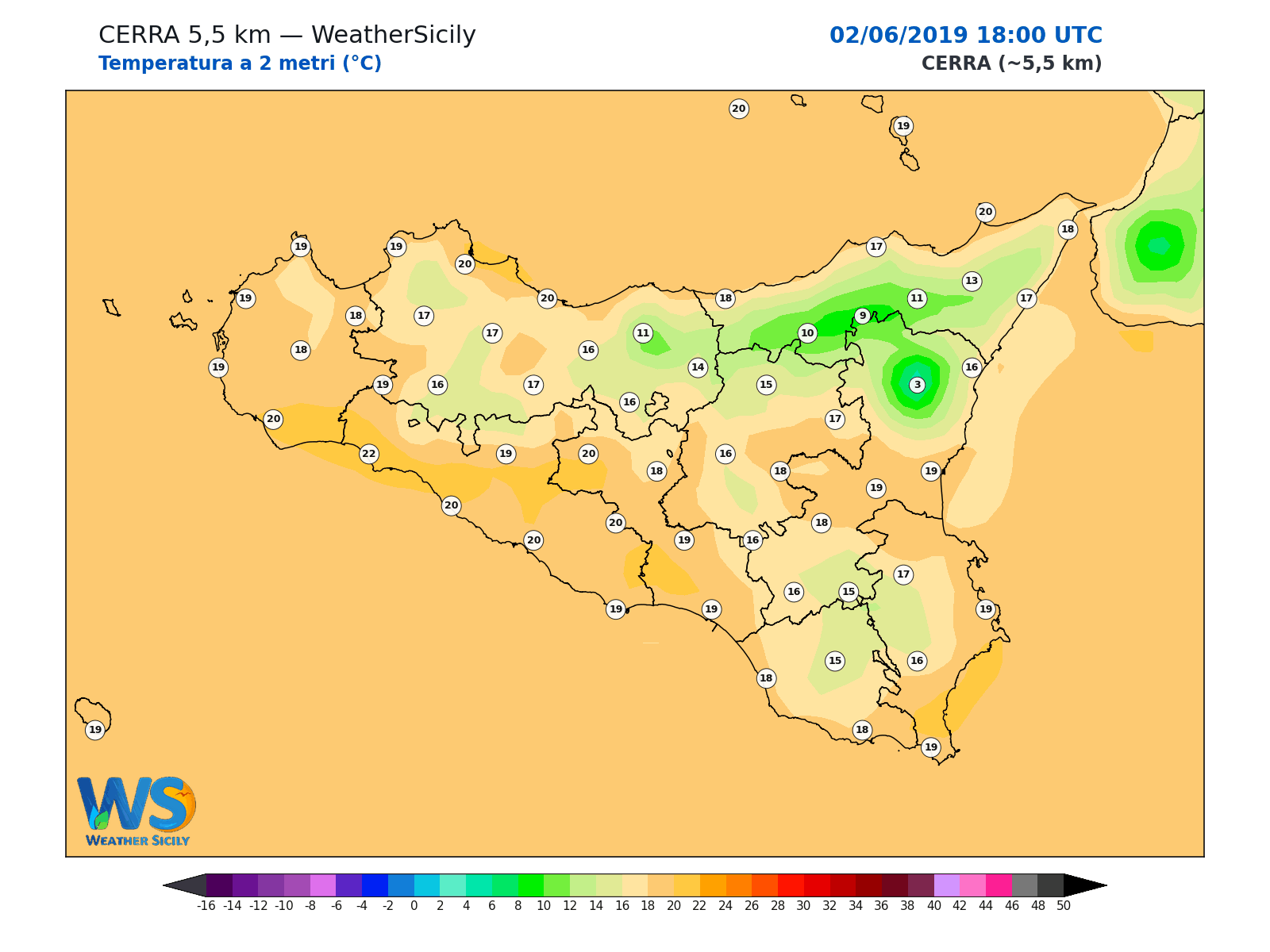 Temperatura a 2 metri · 2019060218