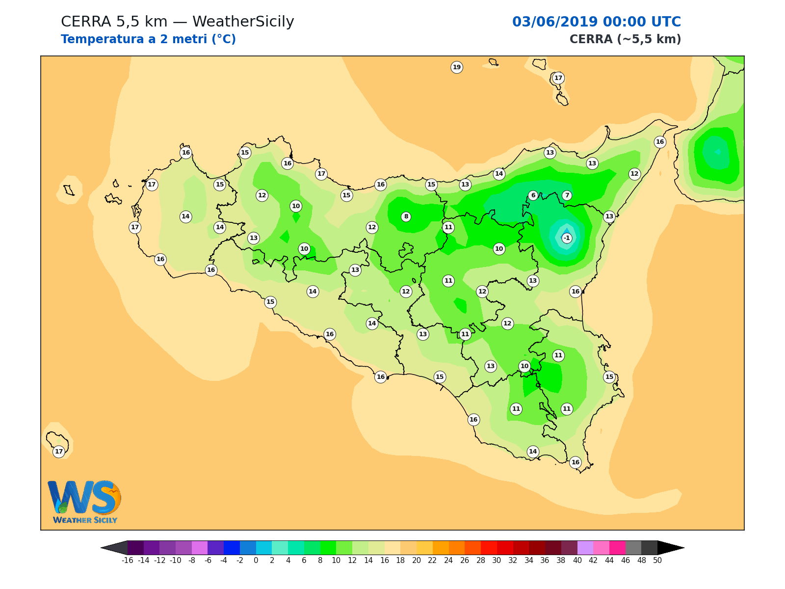Temperatura a 2 metri · 2019060300