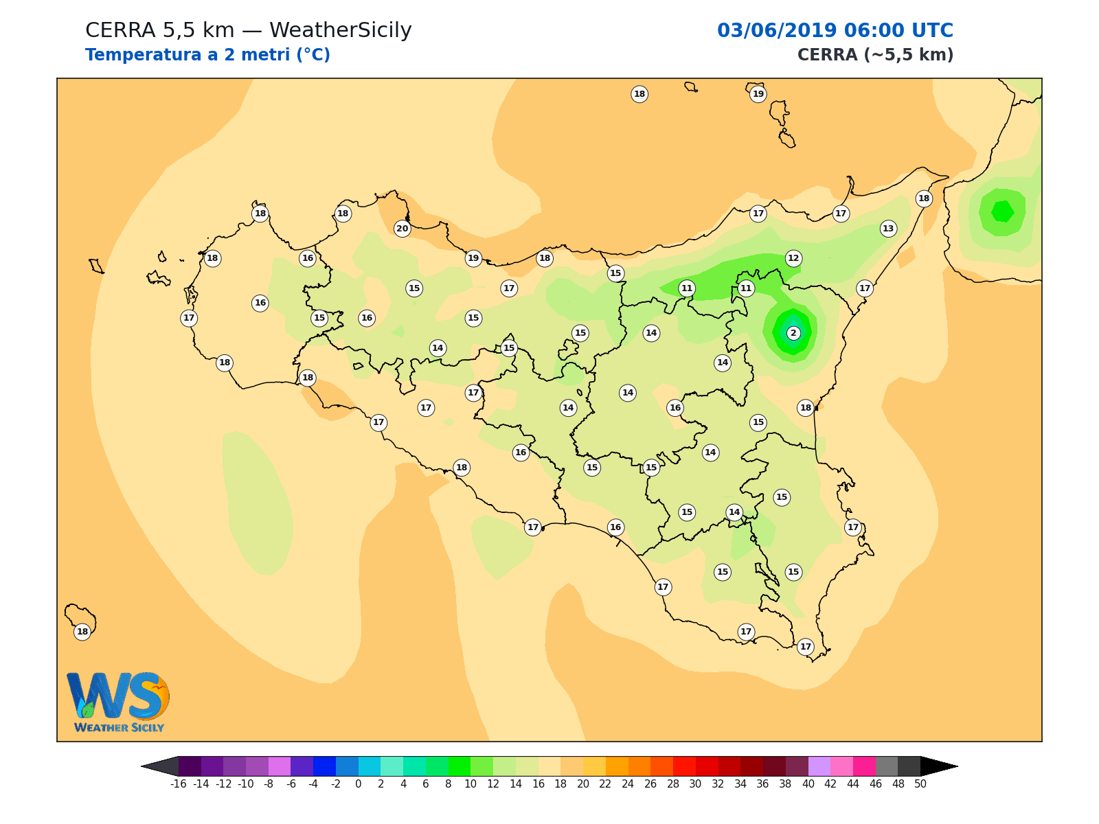 Temperatura a 2 metri · 2019060306
