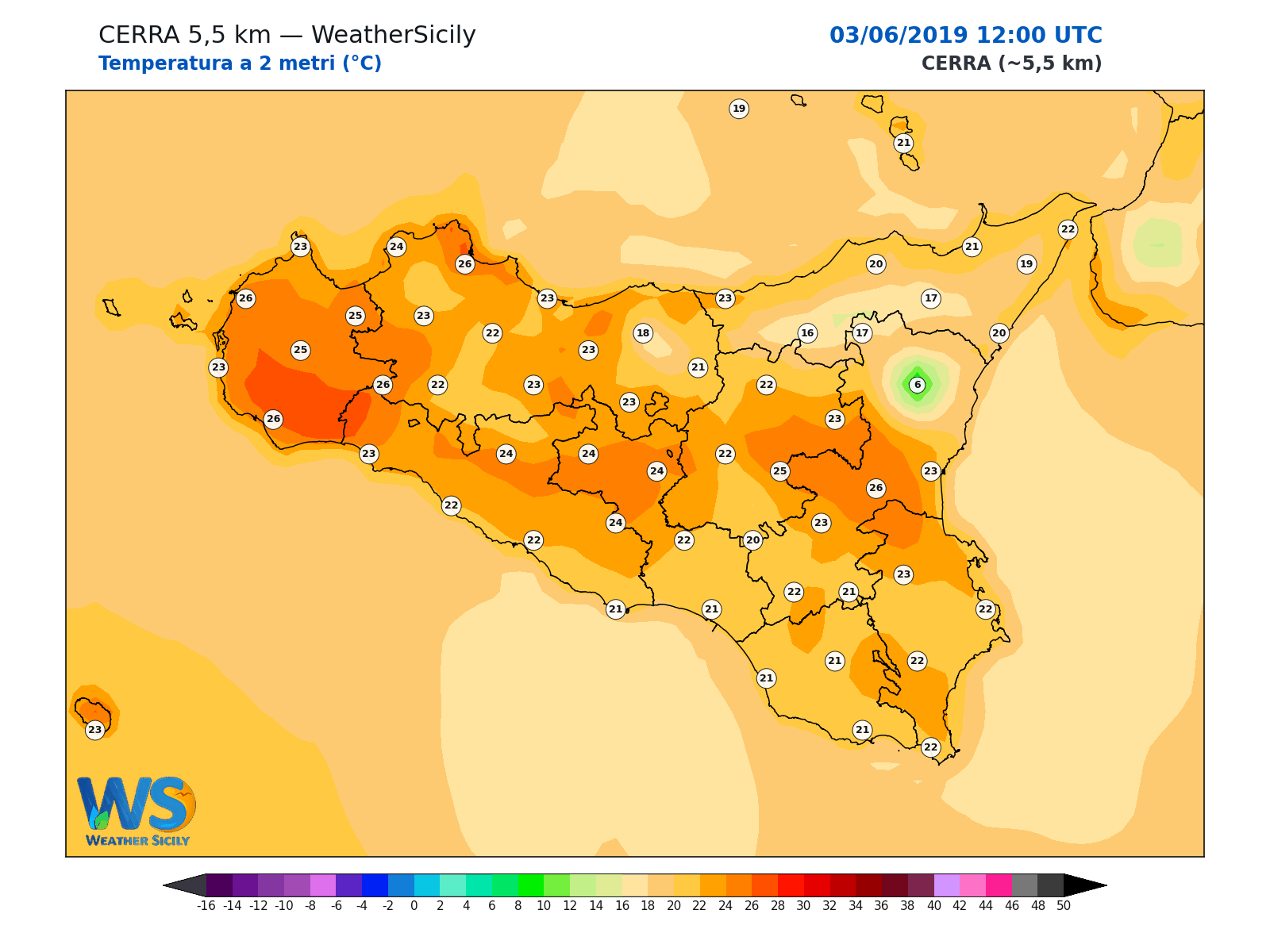 Temperatura a 2 metri · 2019060312