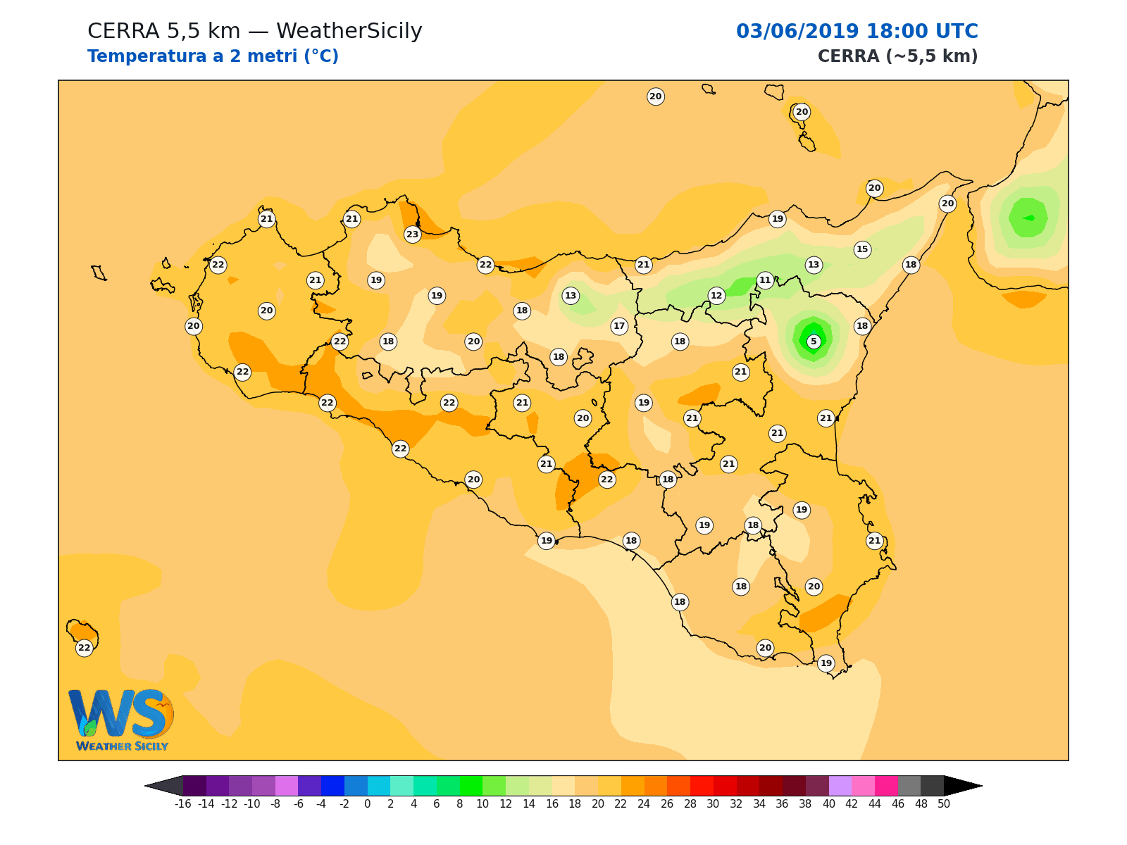 Temperatura a 2 metri · 2019060318