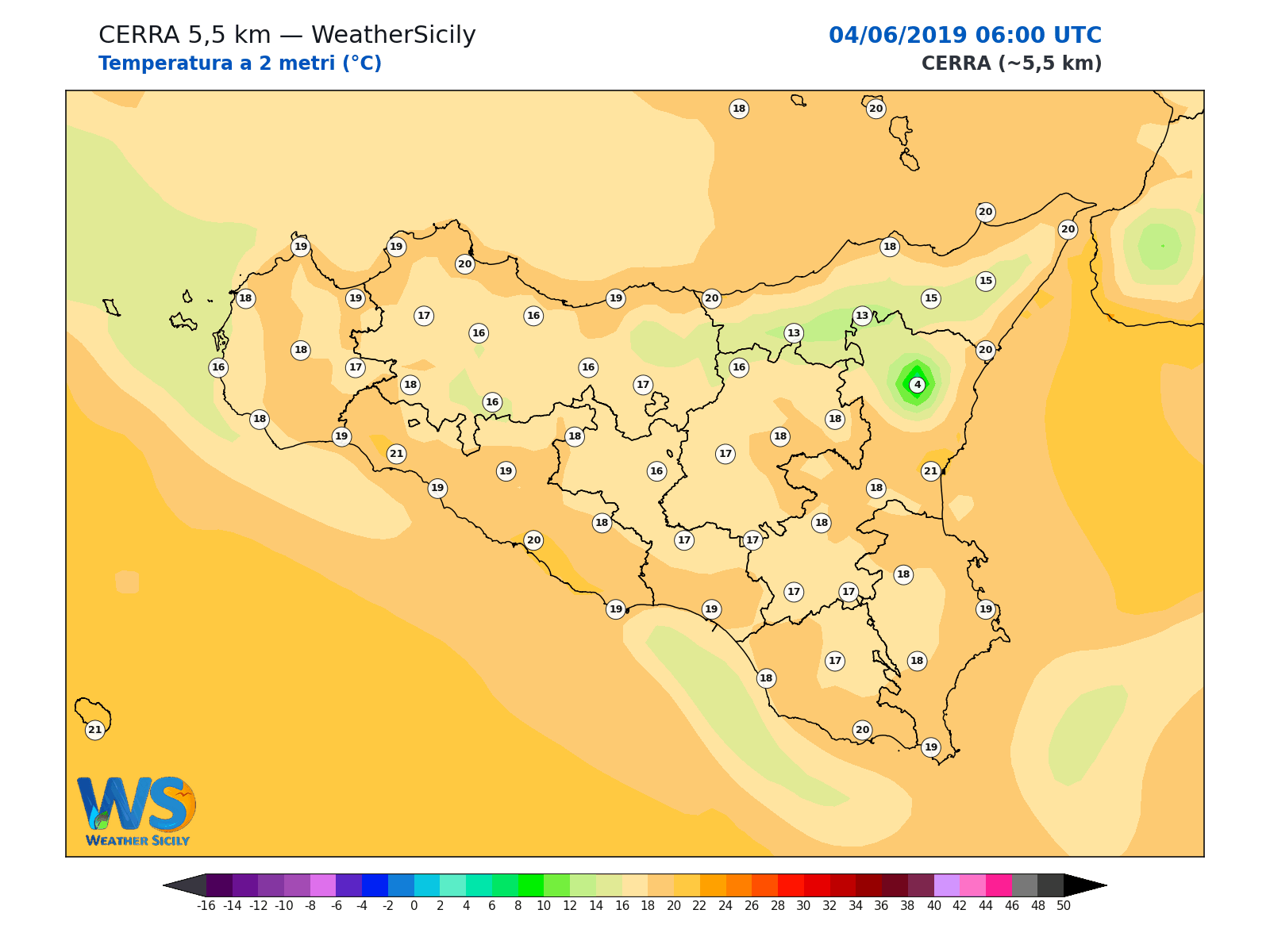 Temperatura a 2 metri · 2019060406