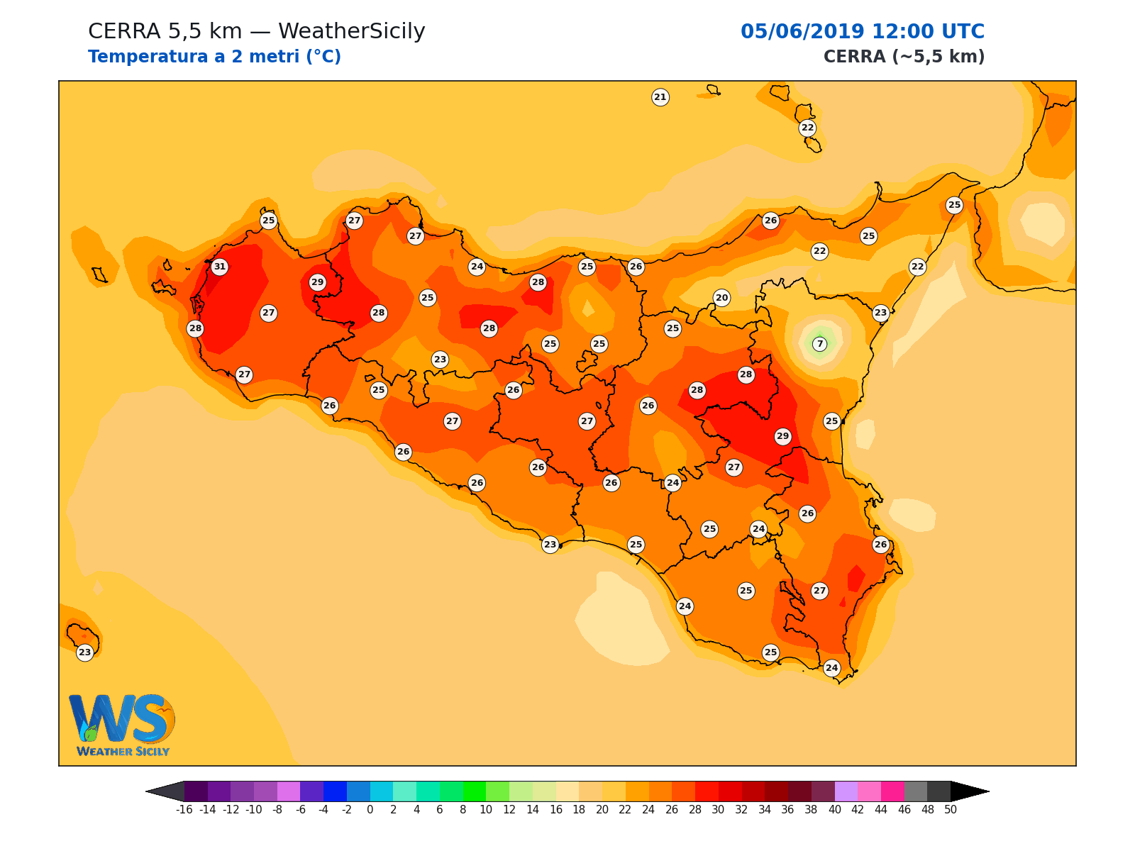 Temperatura a 2 metri · 2019060512