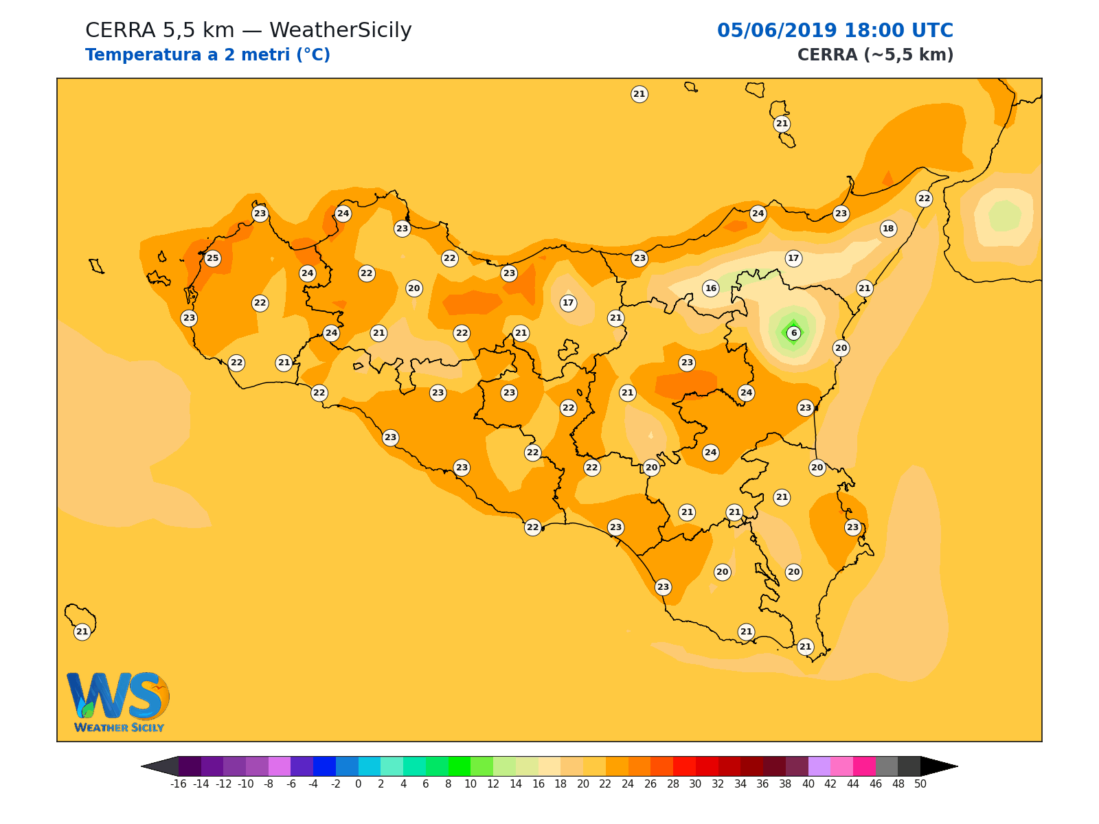 Temperatura a 2 metri · 2019060518