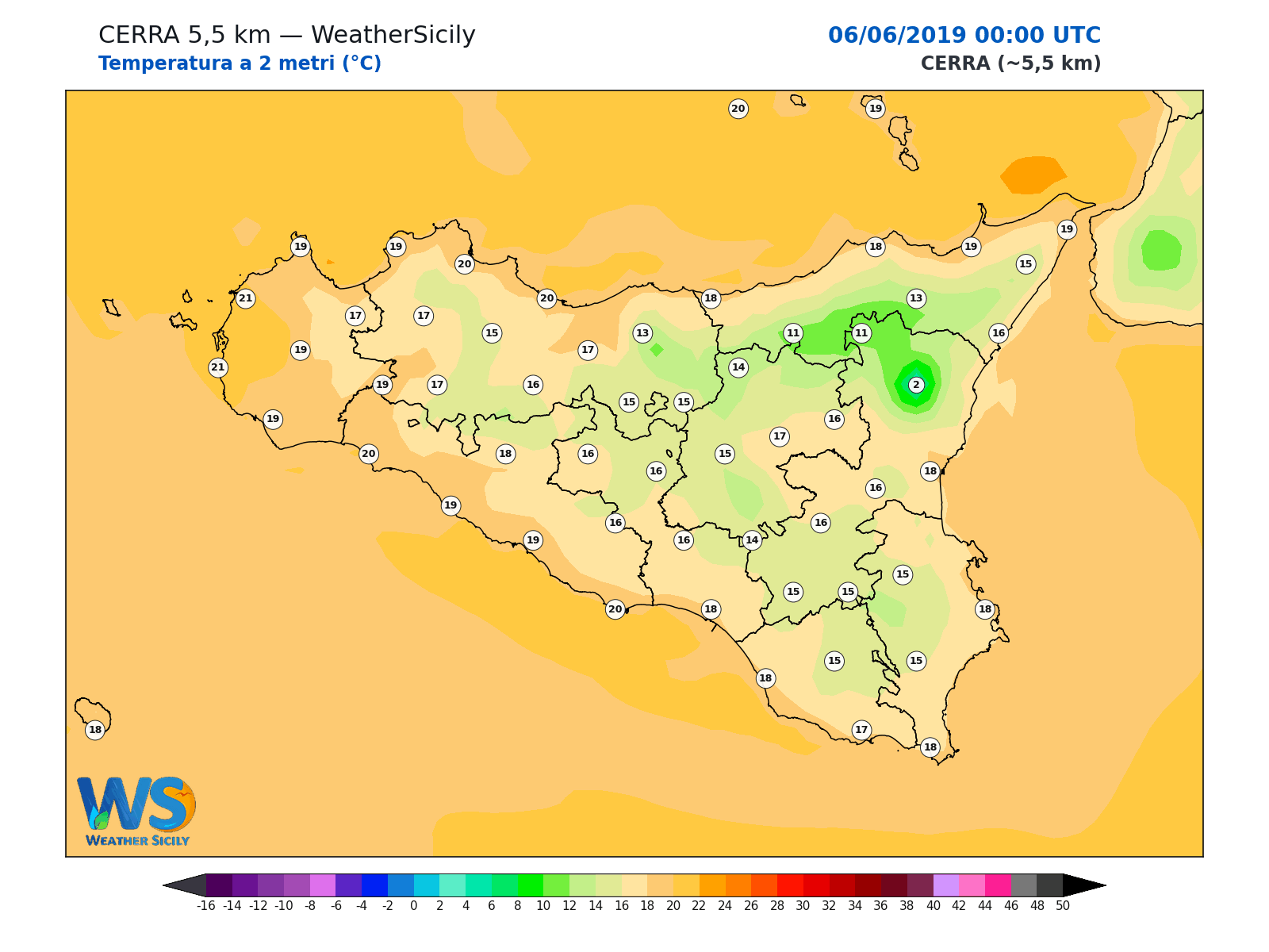 Temperatura a 2 metri · 2019060600