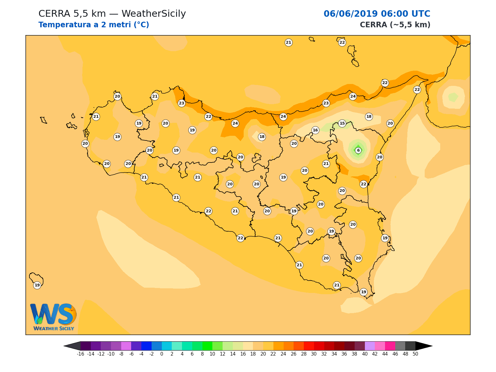 Temperatura a 2 metri · 2019060606