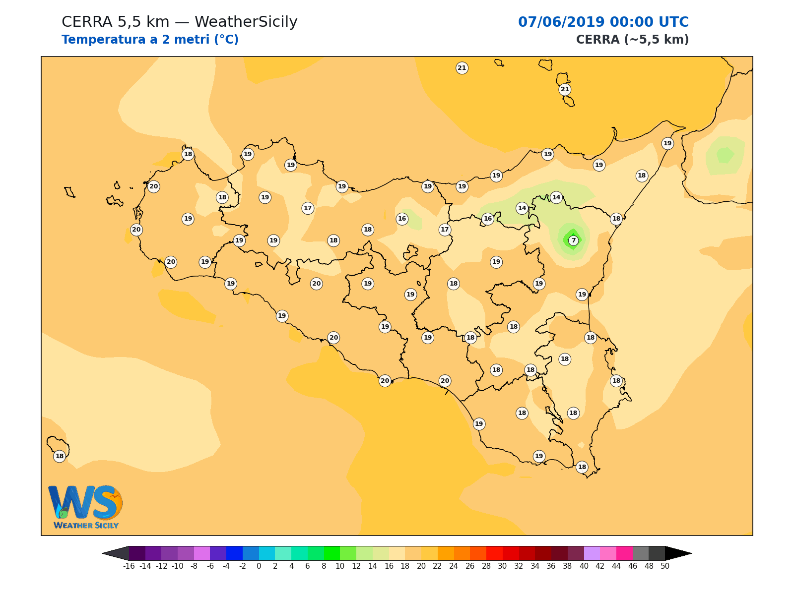 Temperatura a 2 metri · 2019060700