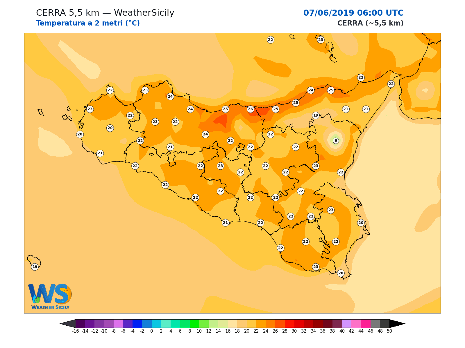 Temperatura a 2 metri · 2019060706