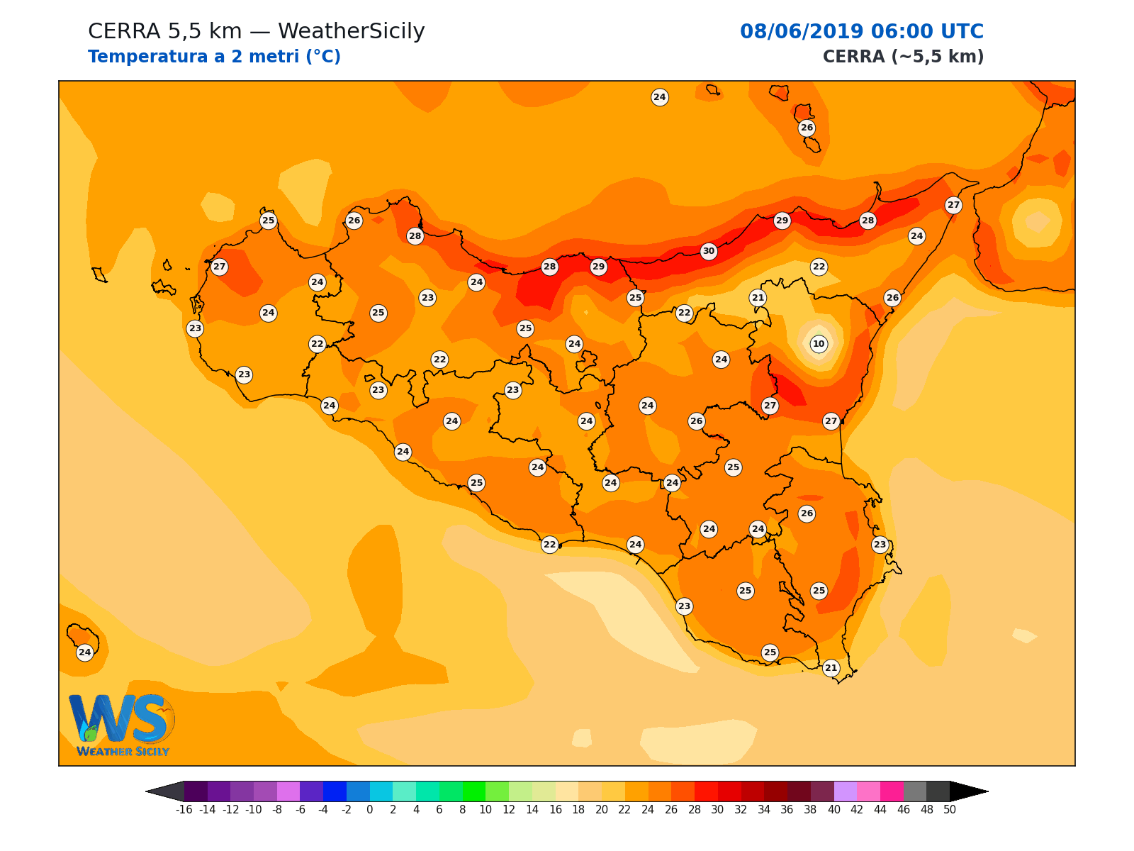 Temperatura a 2 metri · 2019060806