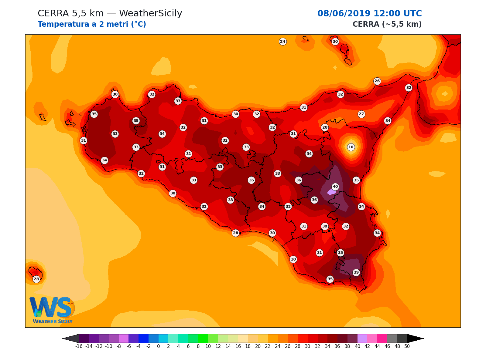 Temperatura a 2 metri · 2019060812