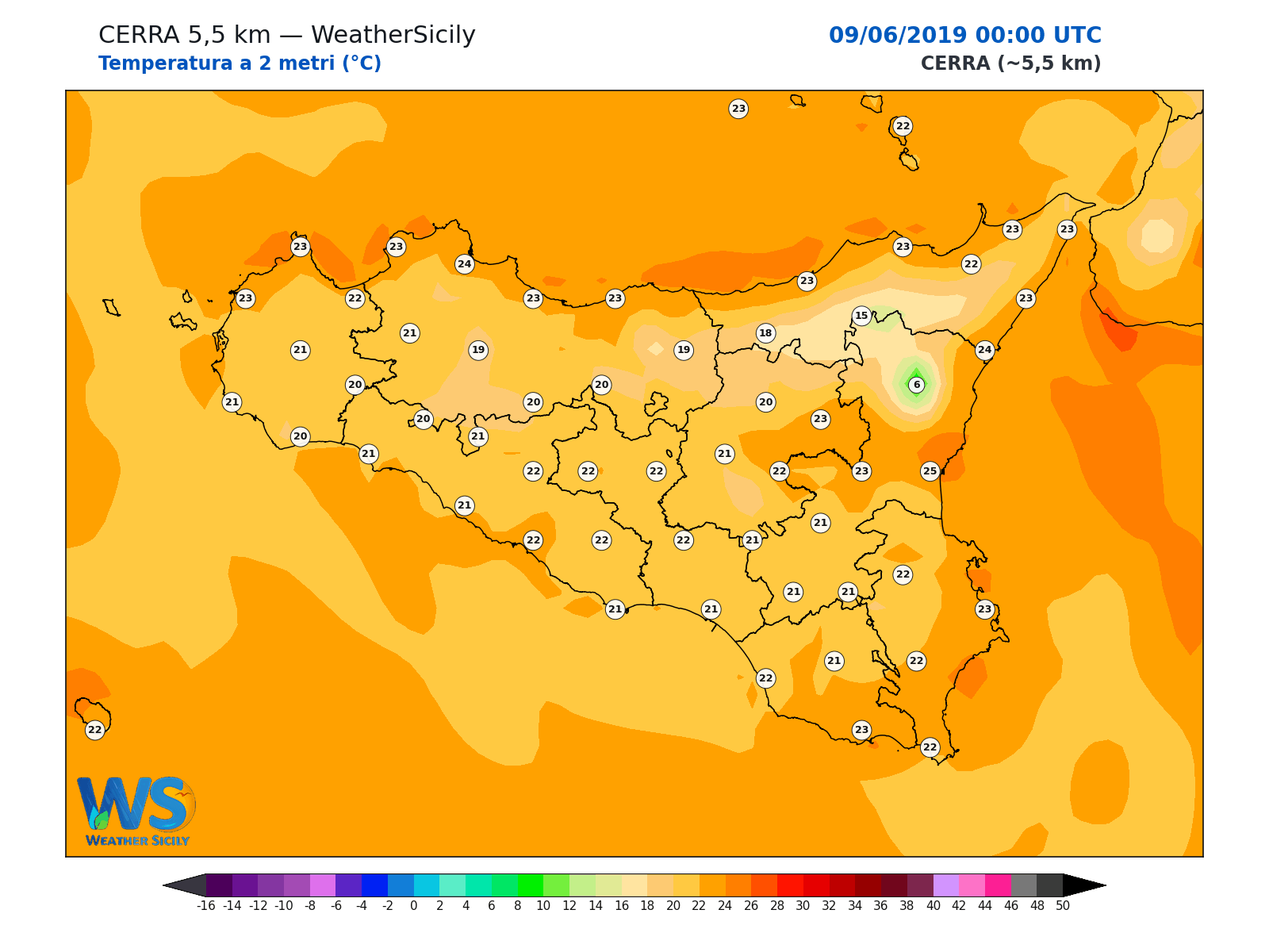 Temperatura a 2 metri · 2019060900