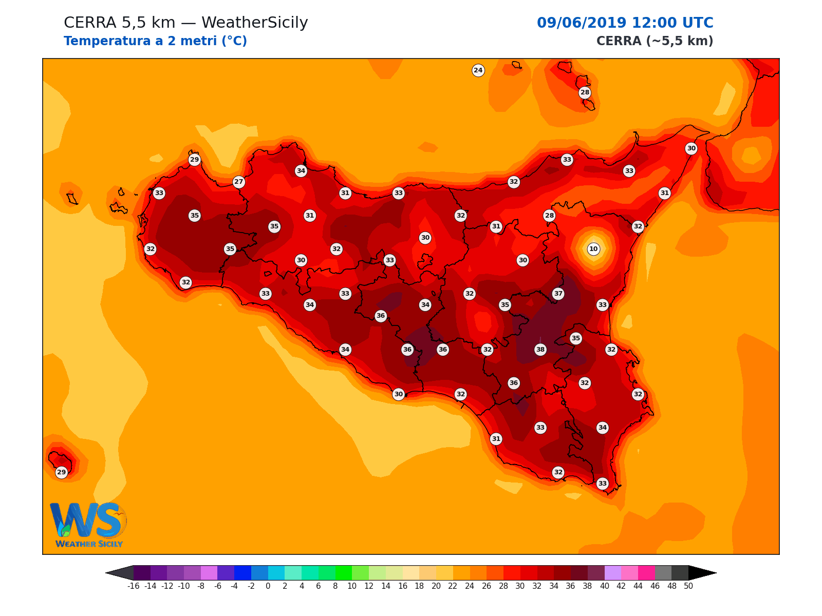 Temperatura a 2 metri · 2019060912
