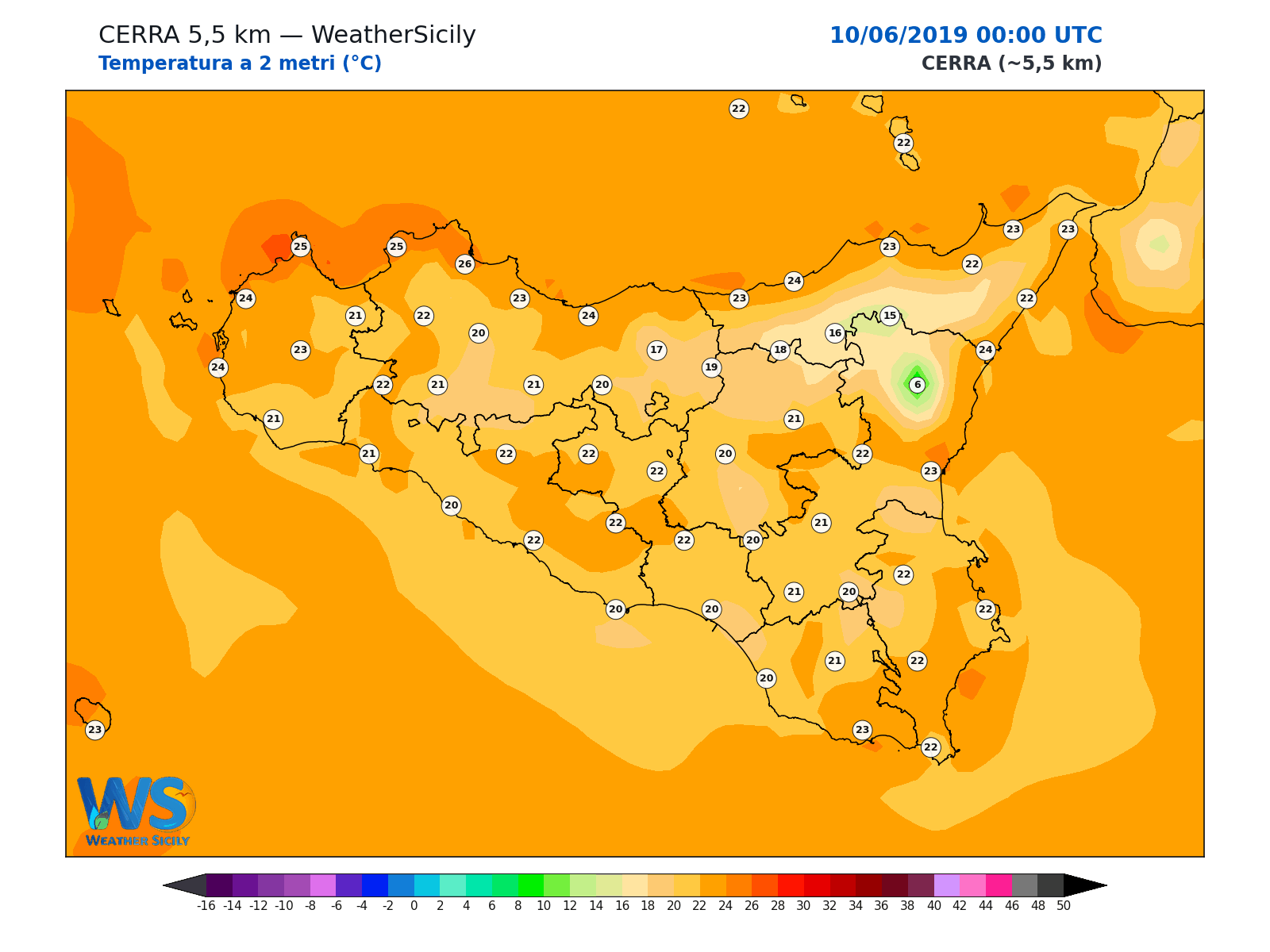 Temperatura a 2 metri · 2019061000