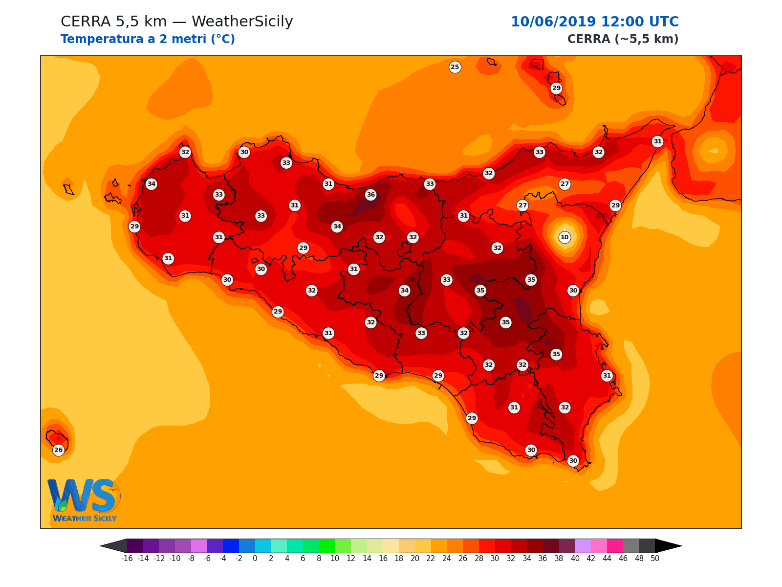 Temperatura a 2 metri · 2019061012
