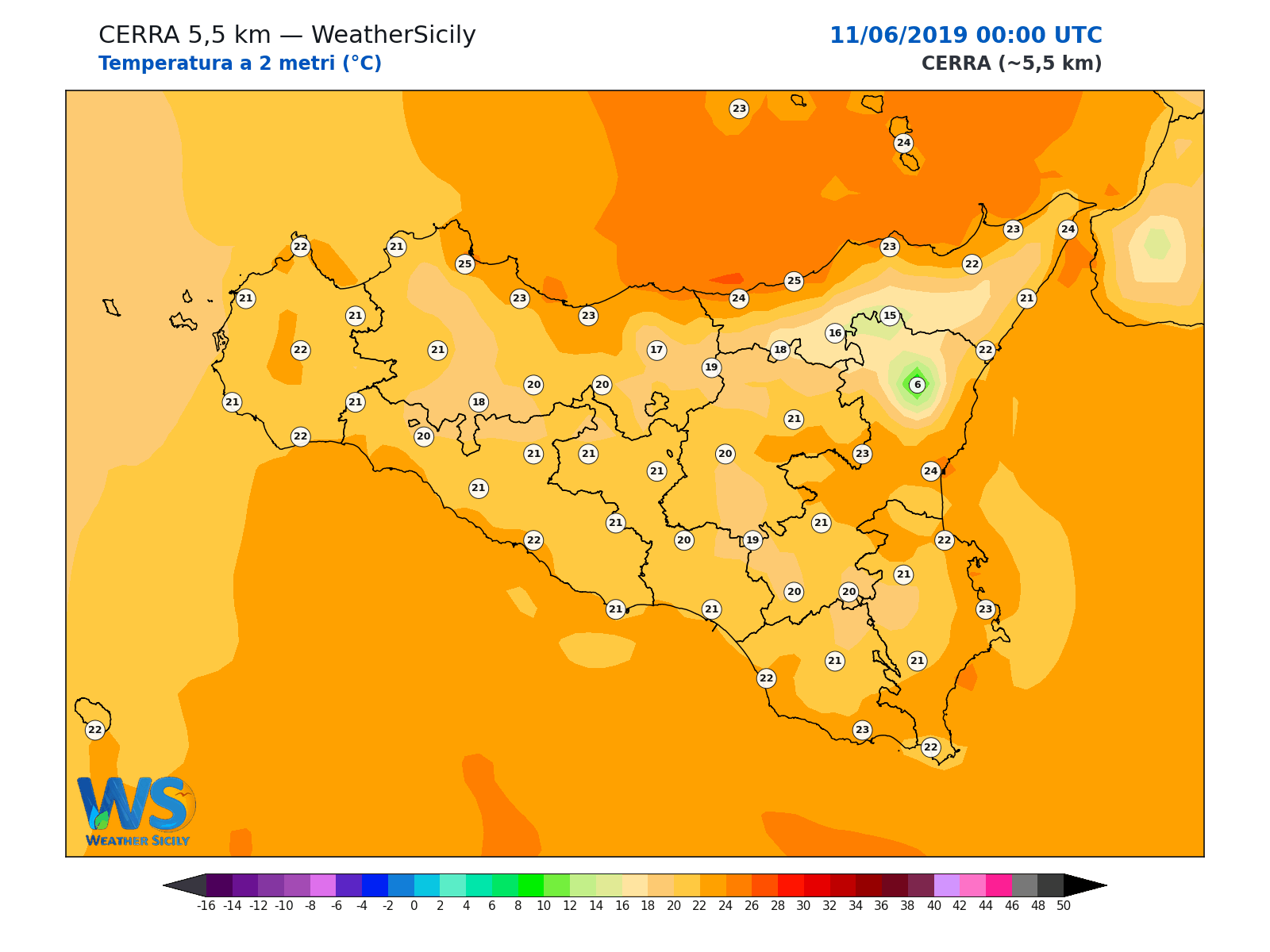 Temperatura a 2 metri · 2019061100