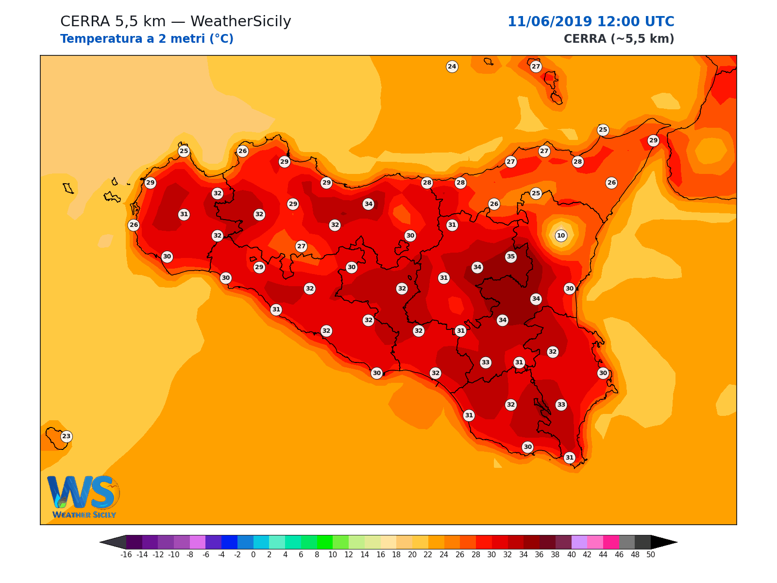 Temperatura a 2 metri · 2019061112