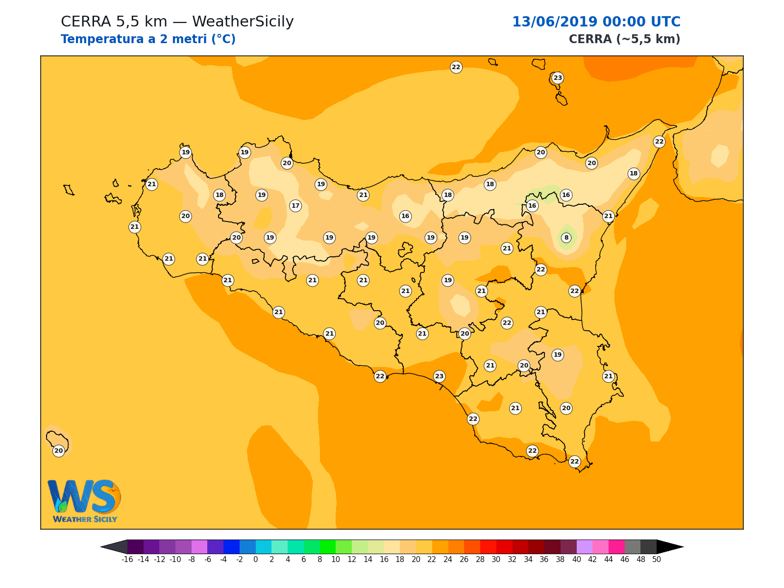 Temperatura a 2 metri · 2019061300