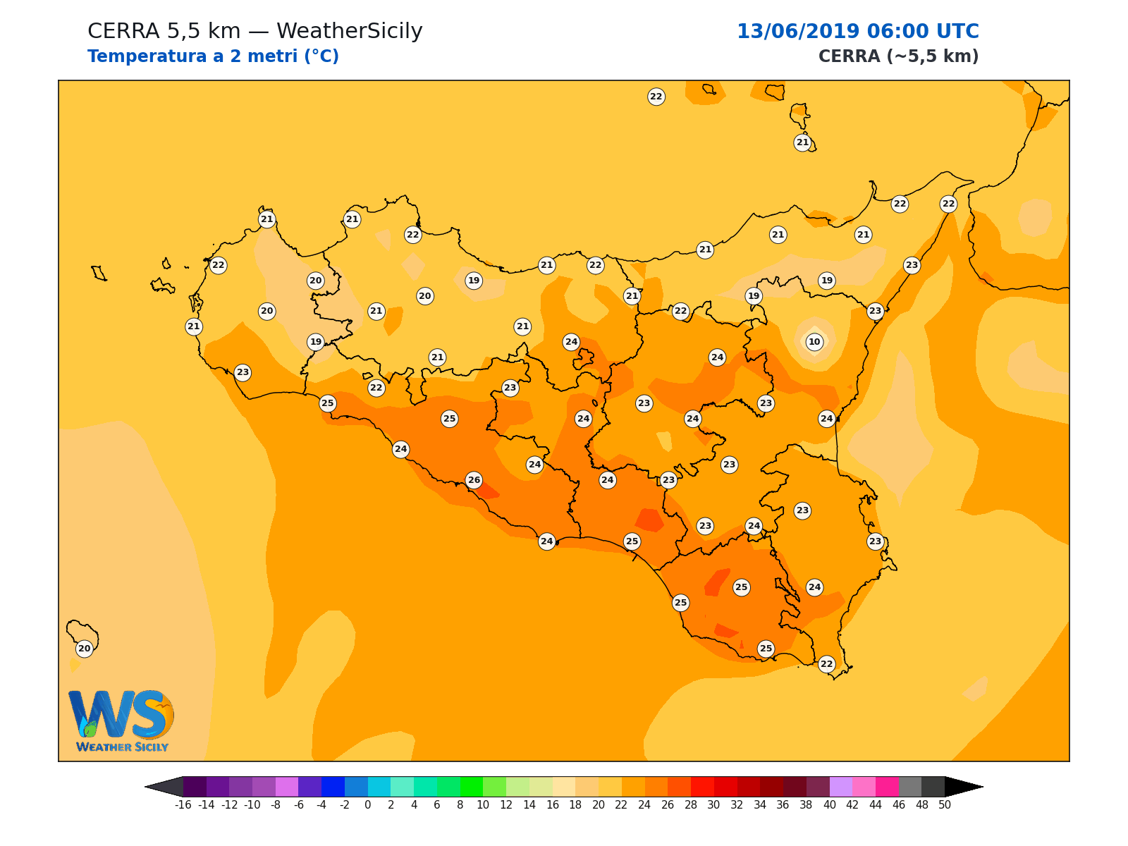 Temperatura a 2 metri · 2019061306