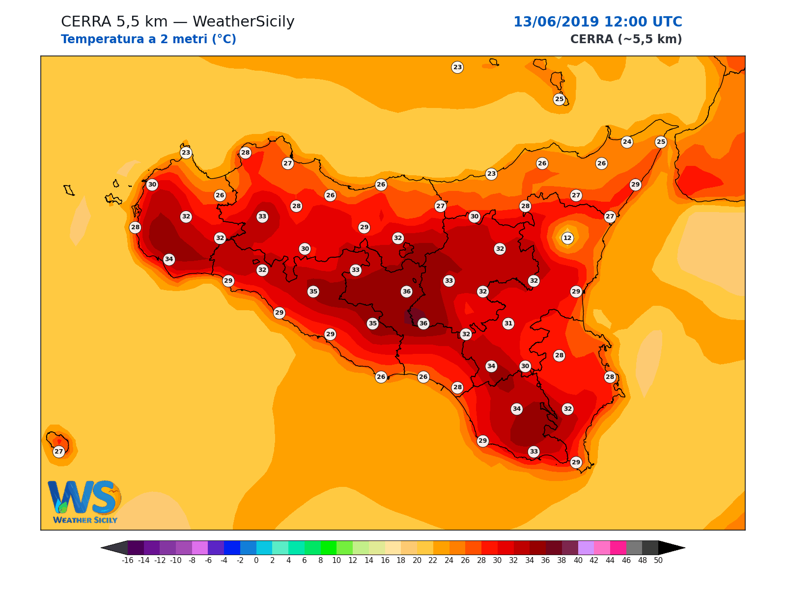 Temperatura a 2 metri · 2019061312